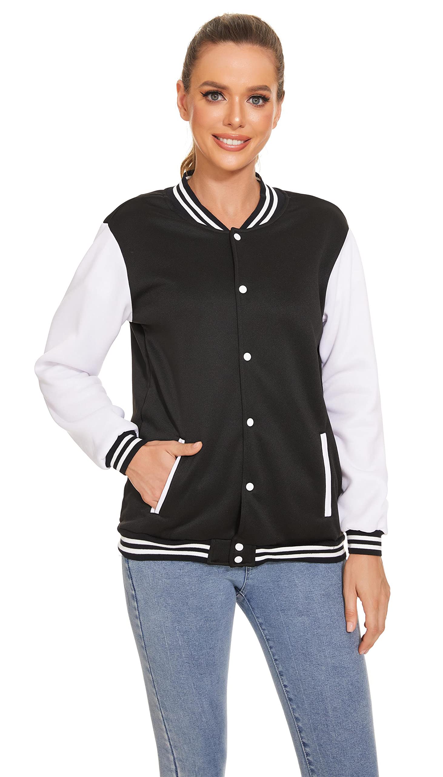 Yuji Itadori Women's Varsity Jacket - Lightweight Baseball Fleece Coat with Button Down Design | Anime Cosplay, Casual Streetwear, and Fall Fashion Outfit