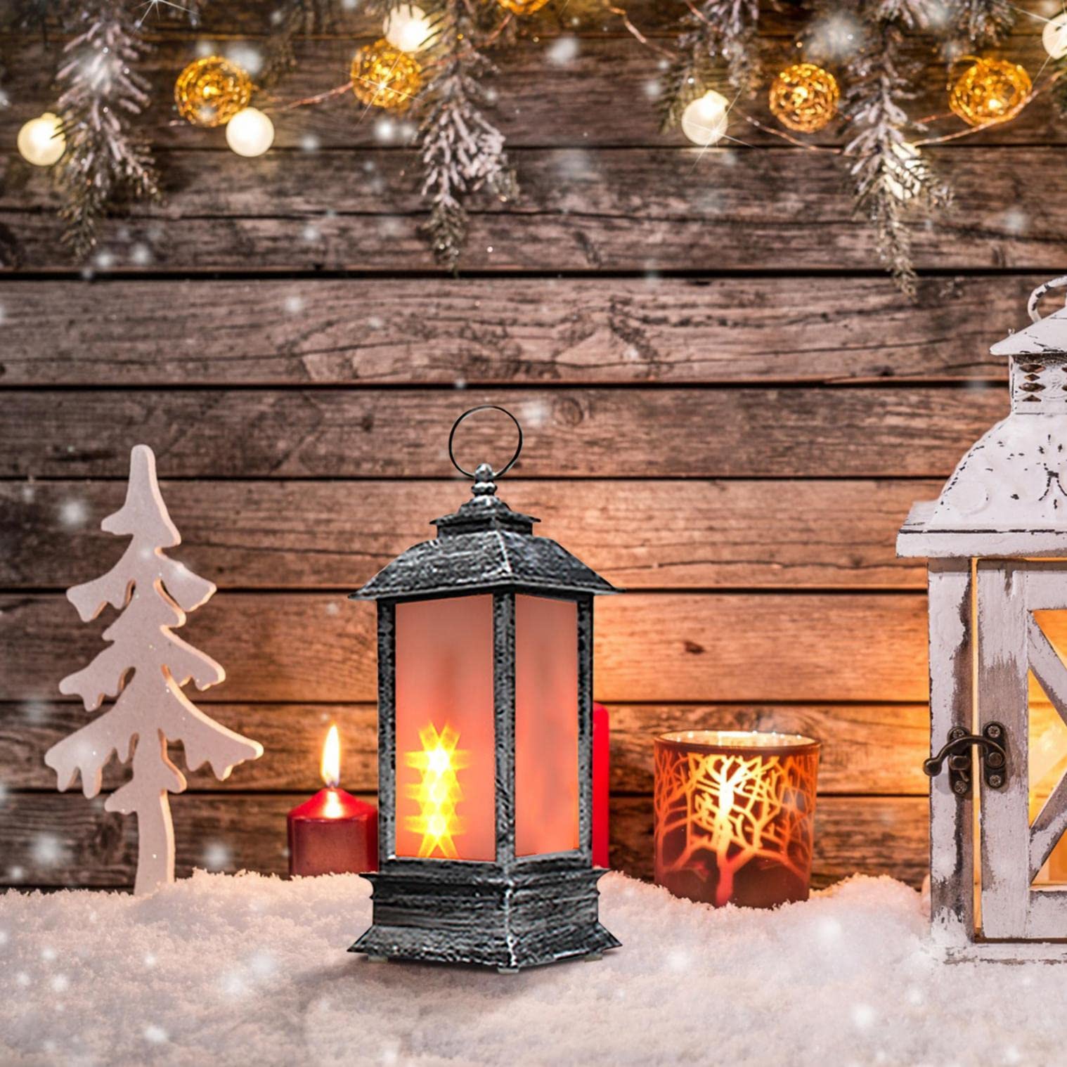 Changeshopping Christmas Lantern Candlestick Lamp - Realistic Jumping Flame LED Night Light for Home Desktop Decoration | Perfect for Holiday Decor, Bedroom Ambiance & Party Lighting