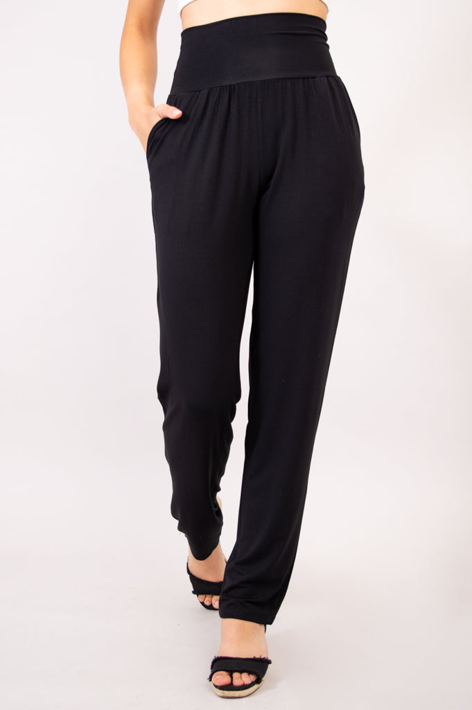 Clair High-Waisted Bamboo Pants for Women - Breathable & Comfortable Black Trousers - Perfect for Work, Travel & Casual Wear