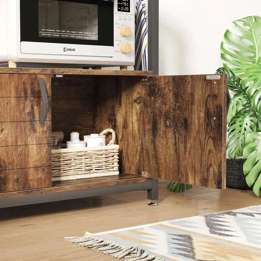 Bestier Microwave Stand with Storage Cabinet - Sturdy Bakers Rack for Kitchen Organization | Perfect for Small Spaces, Apartments & Countertop Storage
