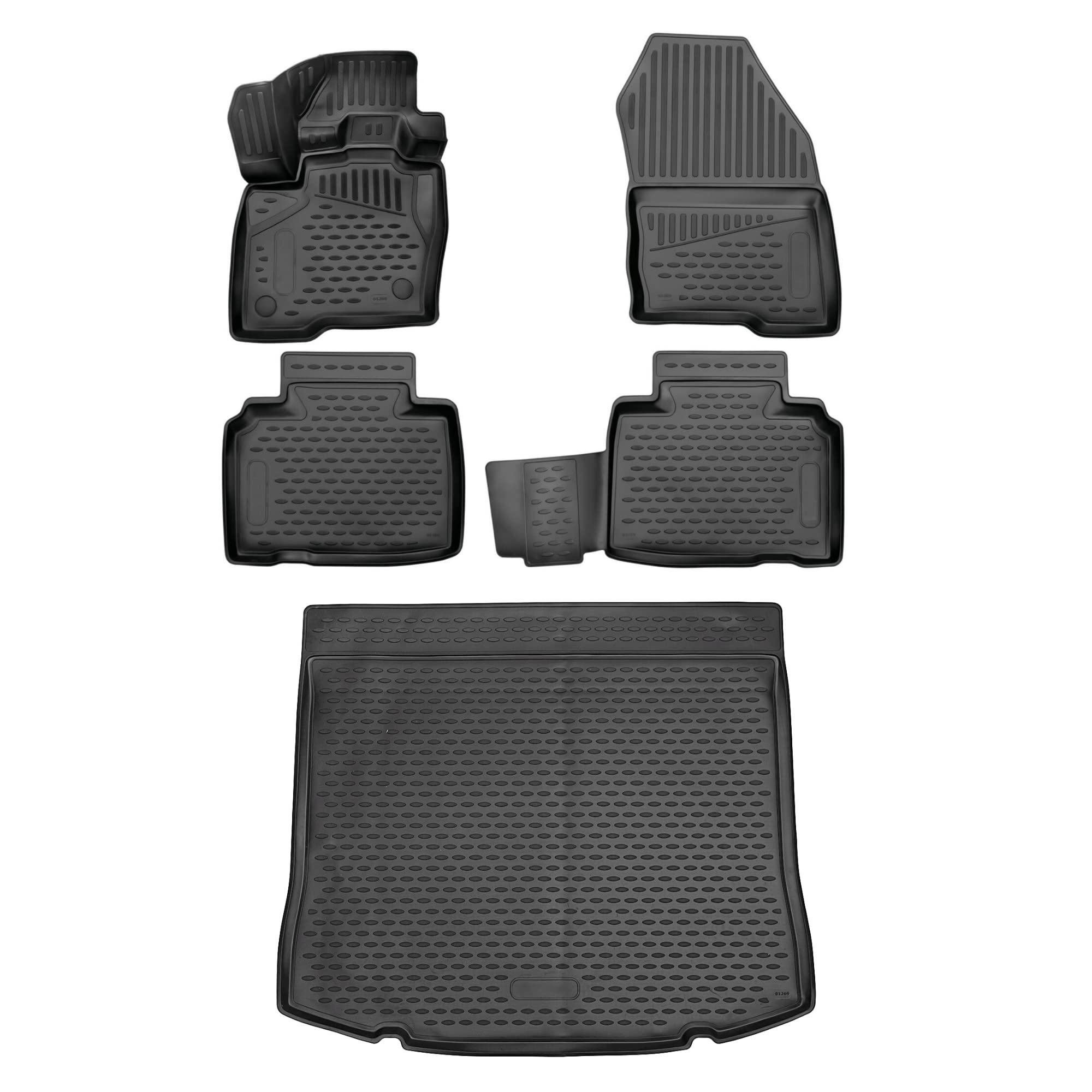 **2015-2025 Ford Edge Custom Fit 3D All-Weather Floor Mats Set - Front & 2nd Row Seat Liners + Cargo Liner (Black) | Durable Protection for Mud, Snow & Spills**