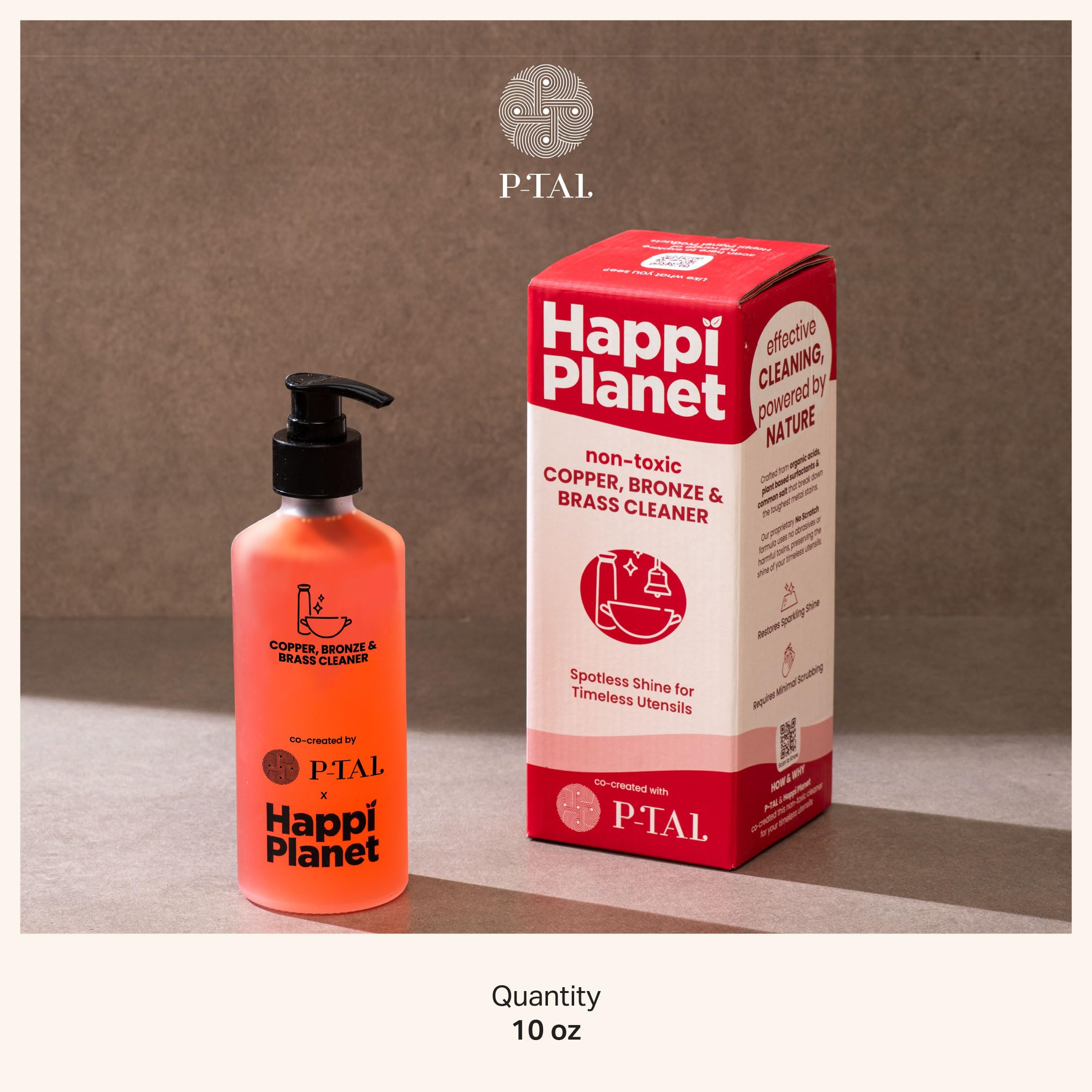 P-TAL Copper & Brass Cleaner 300ml – Non-Toxic, Plant-Based & Eco-Friendly Tarnish Remover Gel | Safe for Cookware, Jewelry & Home Decor | Co-Created with Happi Planet | Perfect for Kitchen, Antiques & Metal Restoration