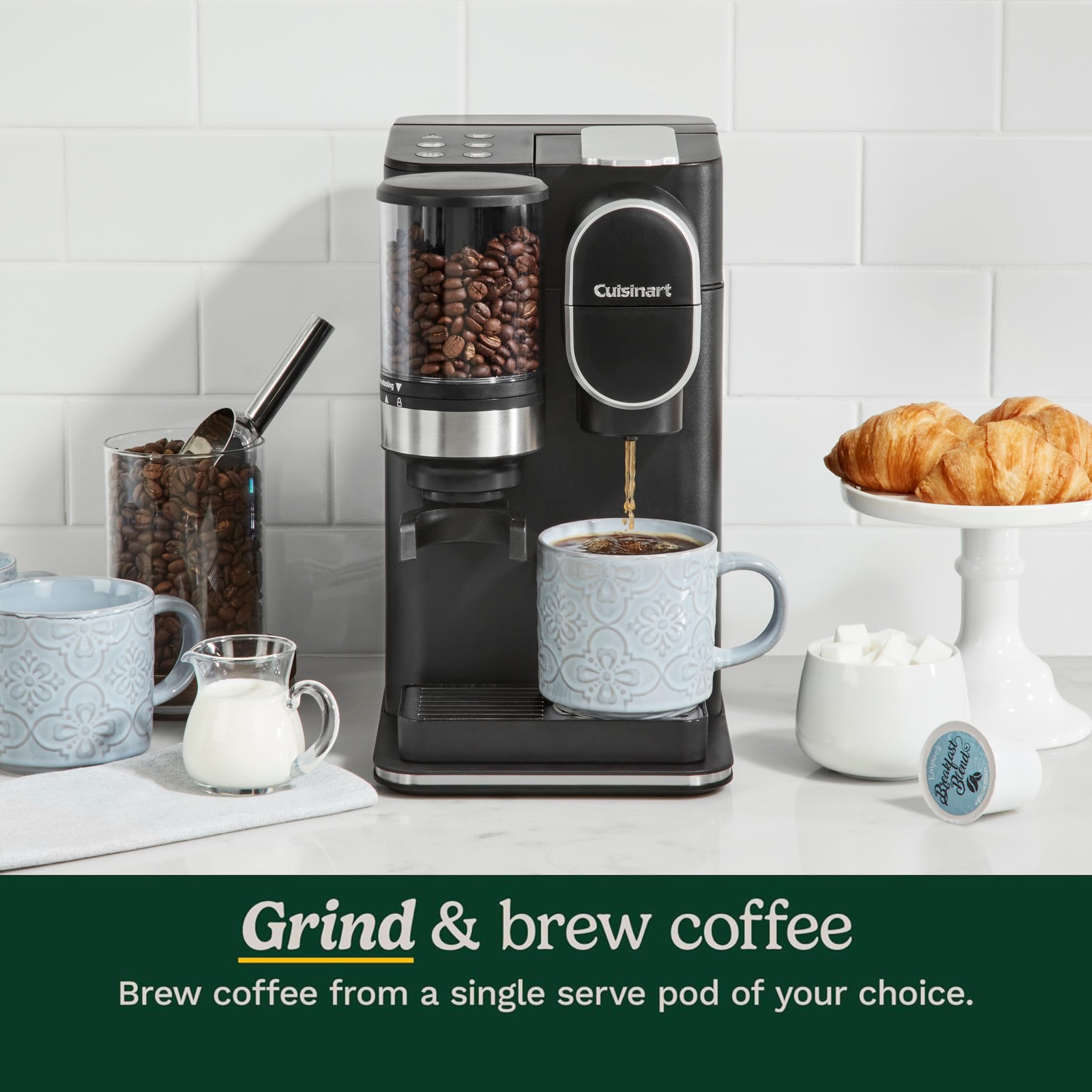 Cuisinart DGB-2C Single-Serve Coffee Maker with Built-in Grinder | 3 Brew Sizes (8oz, 10oz, 12oz) | Black | Perfect for Home, Office & Small Spaces | Fast & Fresh Coffee in Minutes