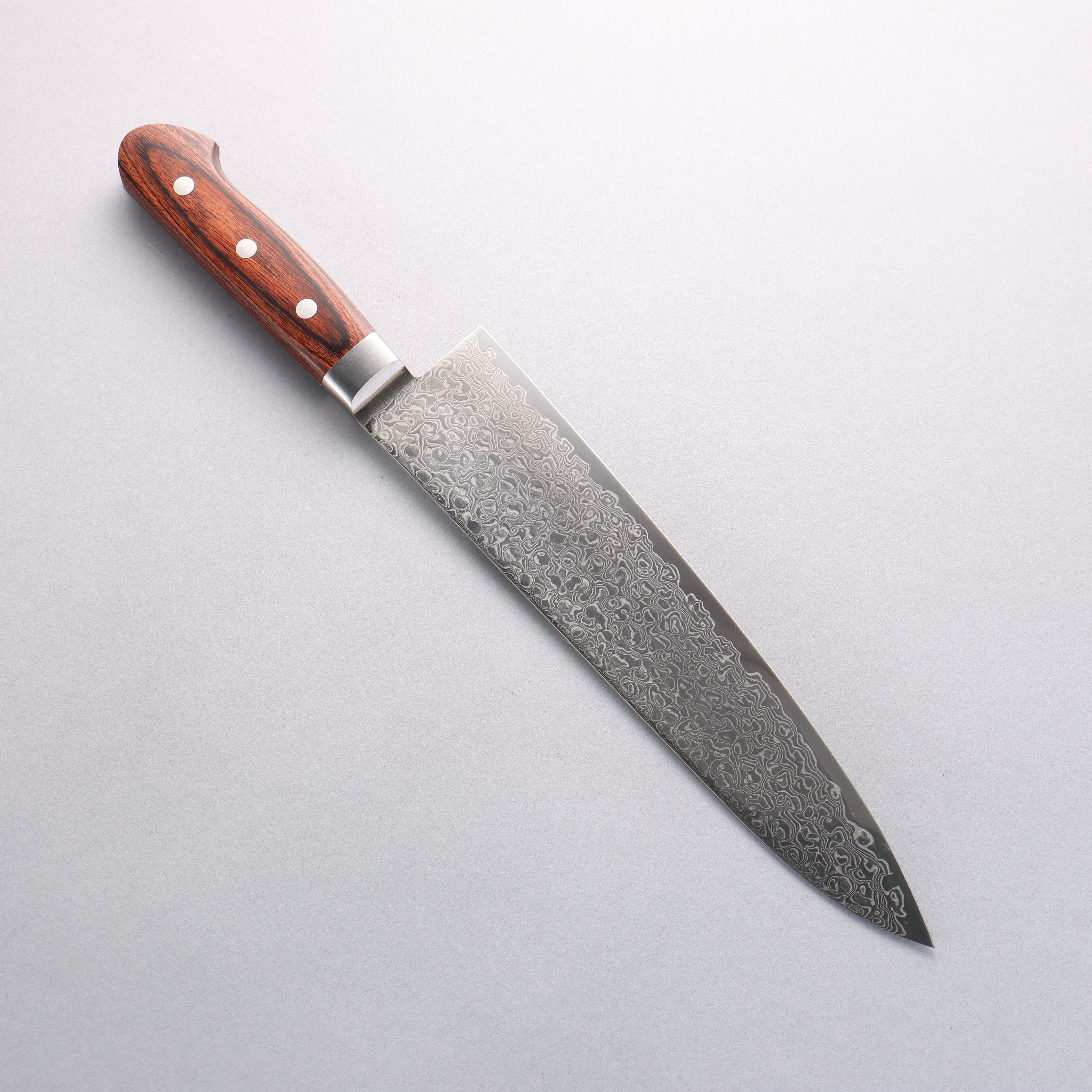 Premium Seisuke Mokusei ZA 18 Damascus Gyuto Knife 240mm - Mirror Finish, Brown Pakkawood Handle - Japanese Chef Knife for Professional Cooking & Slicing