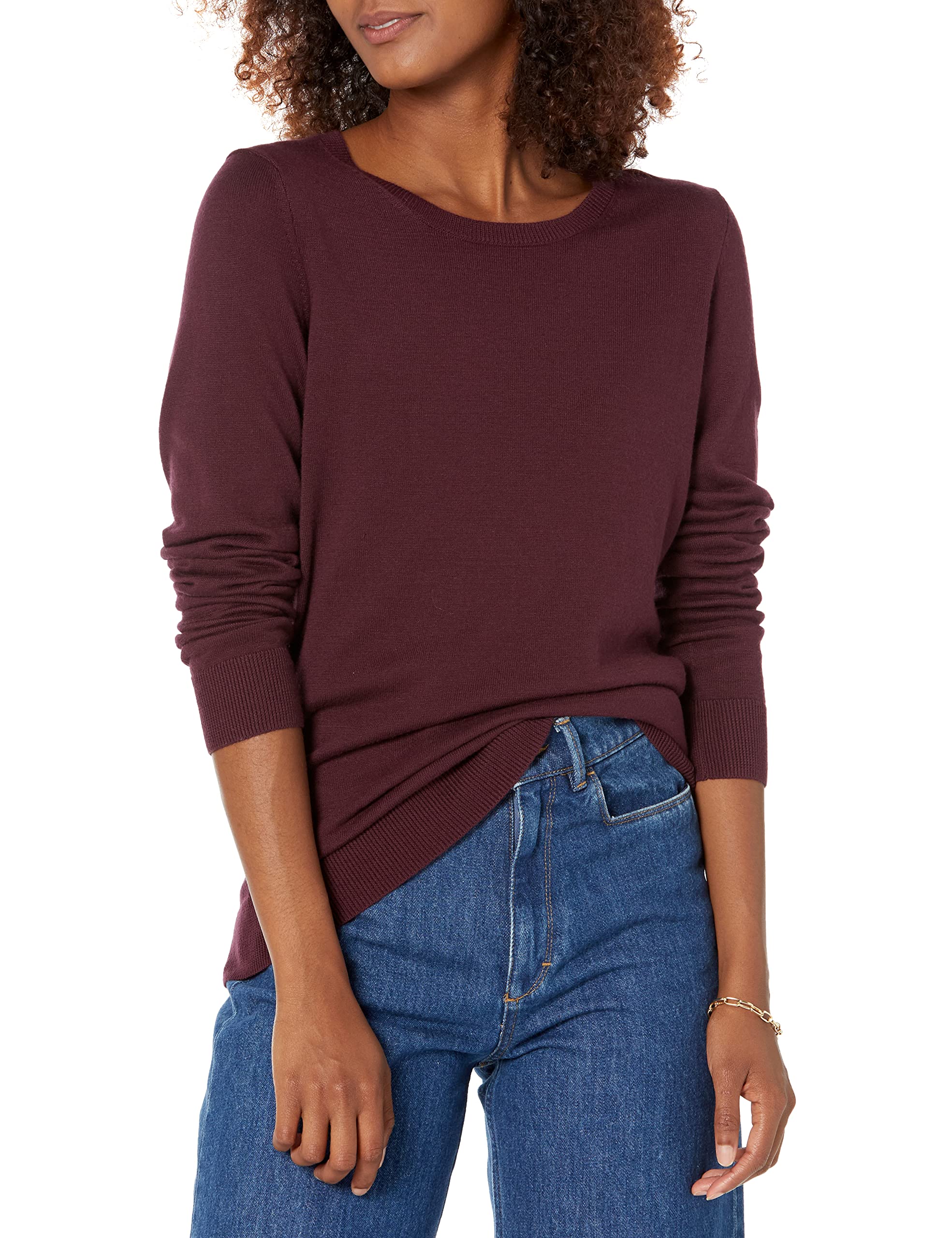 Amazon Essentials Women's Lightweight Long Sleeve Crewneck Sweater - Soft Comfortable Pullover for Work, Casual & Fall Layering