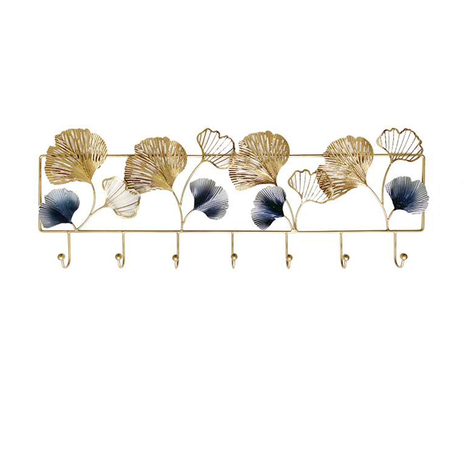 Ginkgo Leaf Wall Mounted Coat Rack - Wrought Iron Hook Shelf for Bedroom & Porch