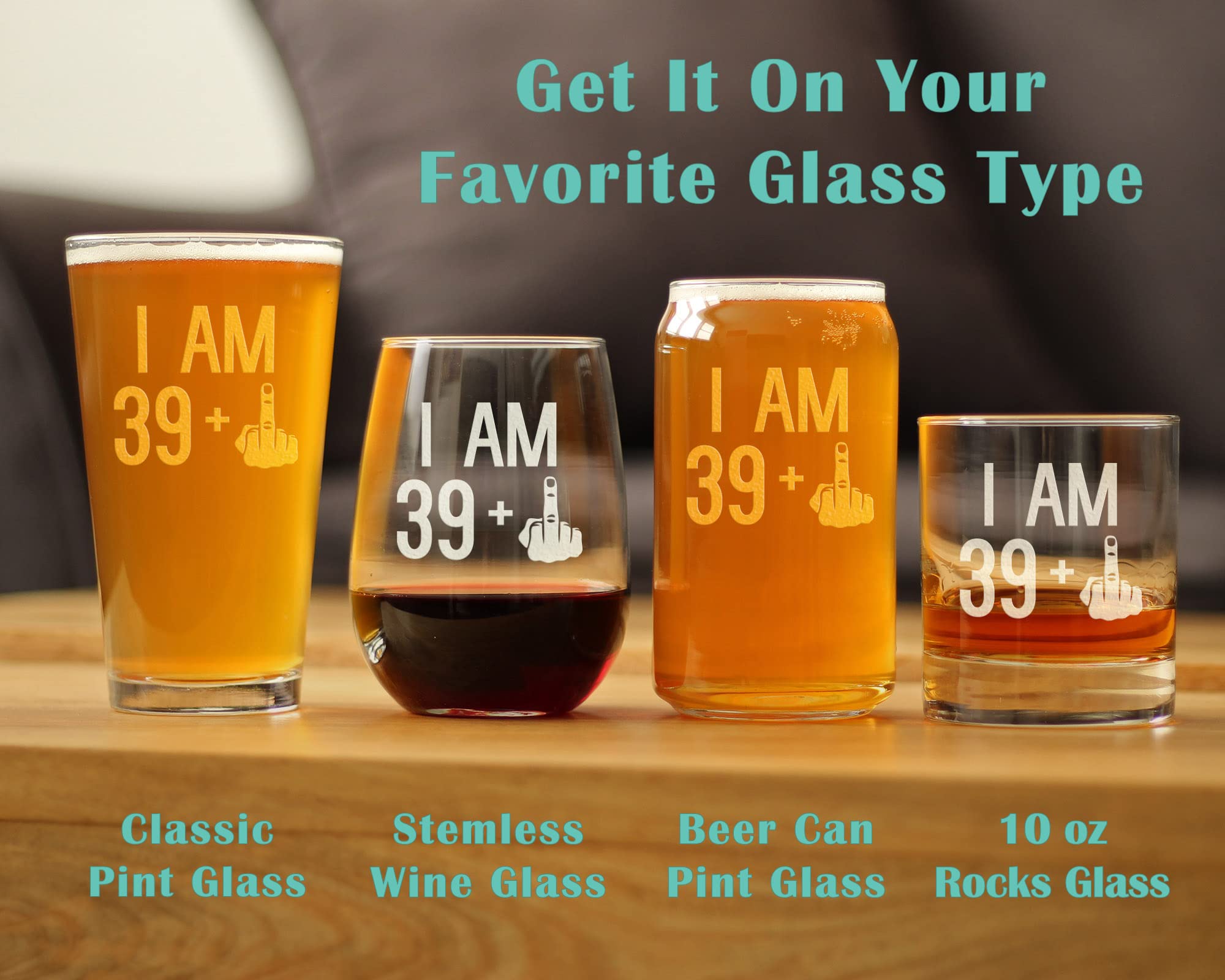 39 + 1 Middle Finger 16 oz Beer Pint Glass - Hilarious 40th Birthday Gift for Men & Women Turning 40 - Perfect for Parties, Gag Gifts & Celebrations