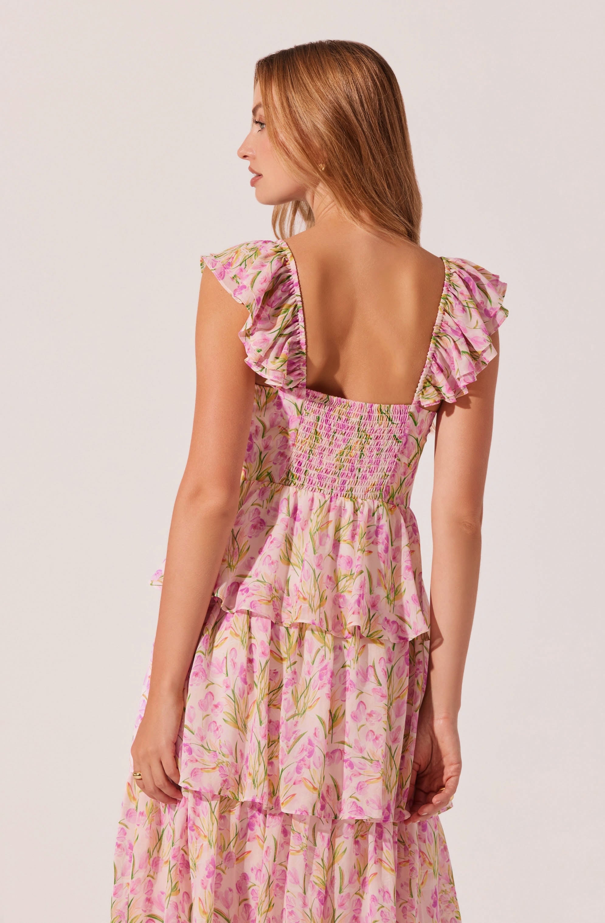 Elegant Midsummer Floral Tiered Maxi Dress for Women - Boho Summer Beach Dress for Vacations, Parties & Outdoor Events