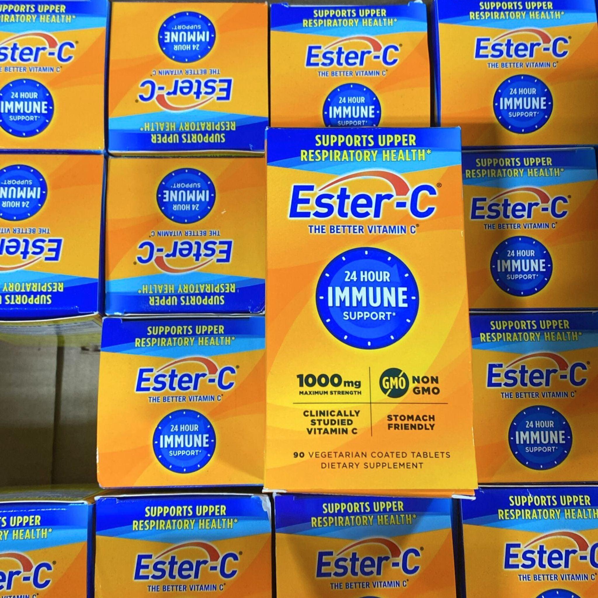 Ester C The Better Vitamin C 1000mg - 24 Hour Immune Support, Maximum Strength Non-GMO Vegetarian Coated Tablets (25 Count) - Daily Immune Boost for Adults & Kids, Cold & Flu Season Protection