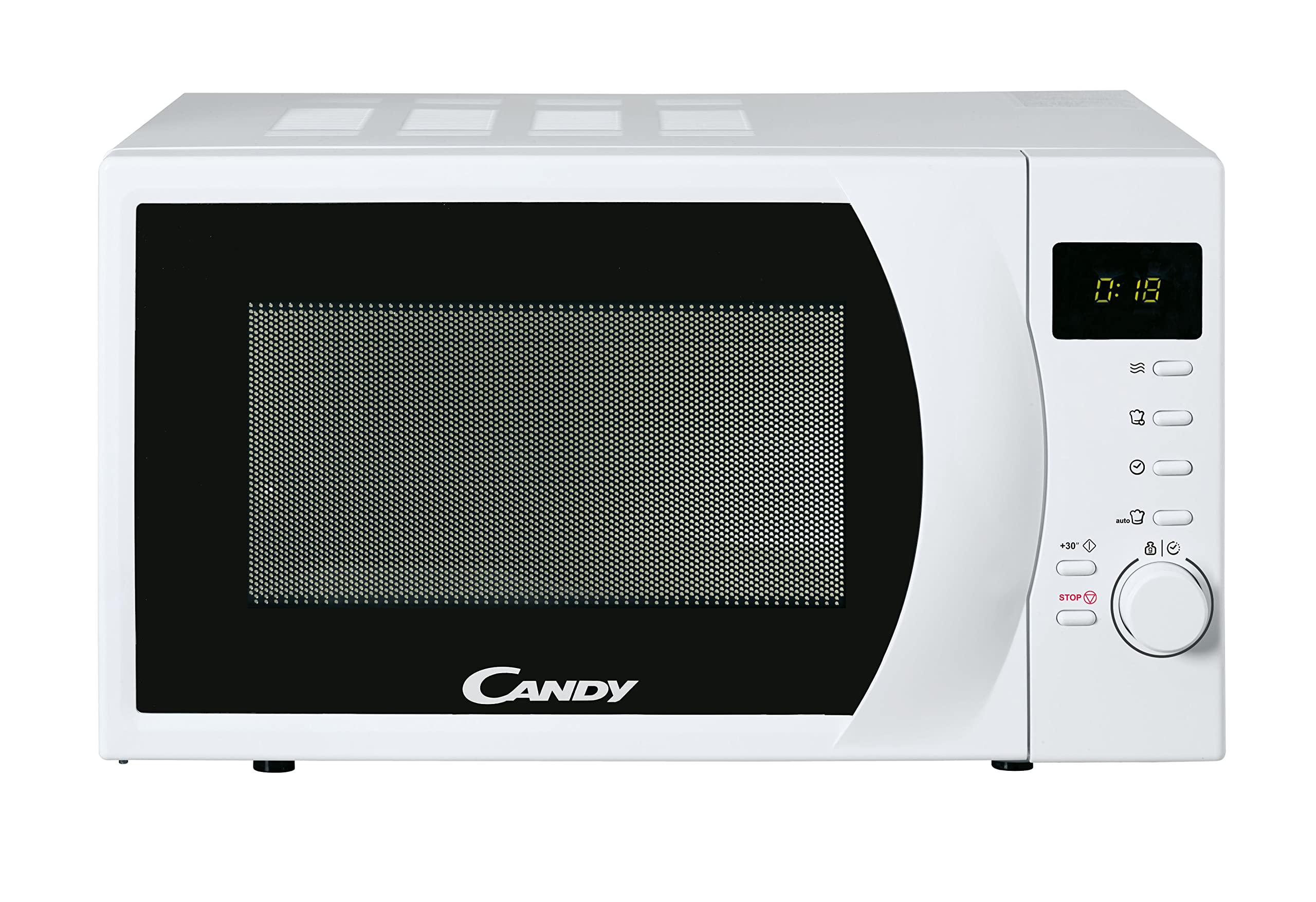 Candy CMW2070DW 20L Solo Microwave Oven - 700W, Digital Display, 6 Power Levels, 8 Auto Menus, Defrost Function, Timer & Child Lock - Perfect for Dorms, Offices & Small Kitchens