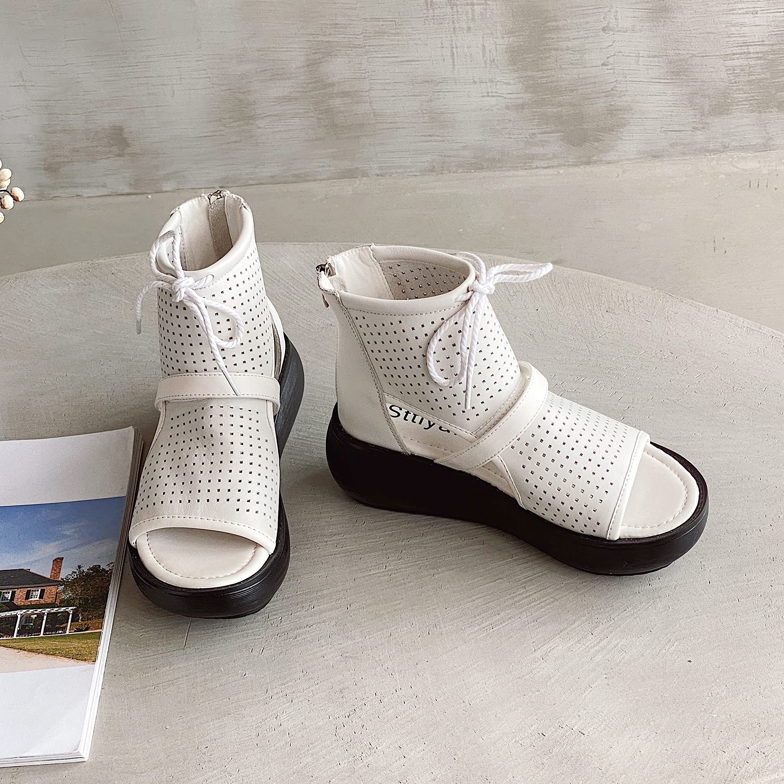 Women's High Top Leather Boot Sandals - Open Toe Cutout Design Fashion Sandals for Women | Perfect for Summer Outfits, Beach Vacations & Boho Chic Style