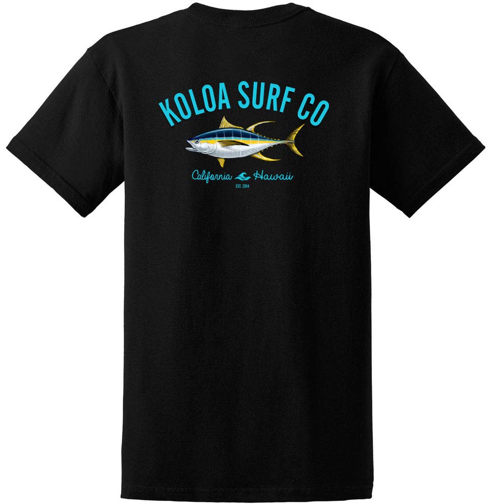 Koloa Surf Men's Yellowfin Tuna Logo Heavyweight T-Shirt - Regular, Big & Tall Sizes - Perfect for Surfing, Beach Outings & Casual Wear