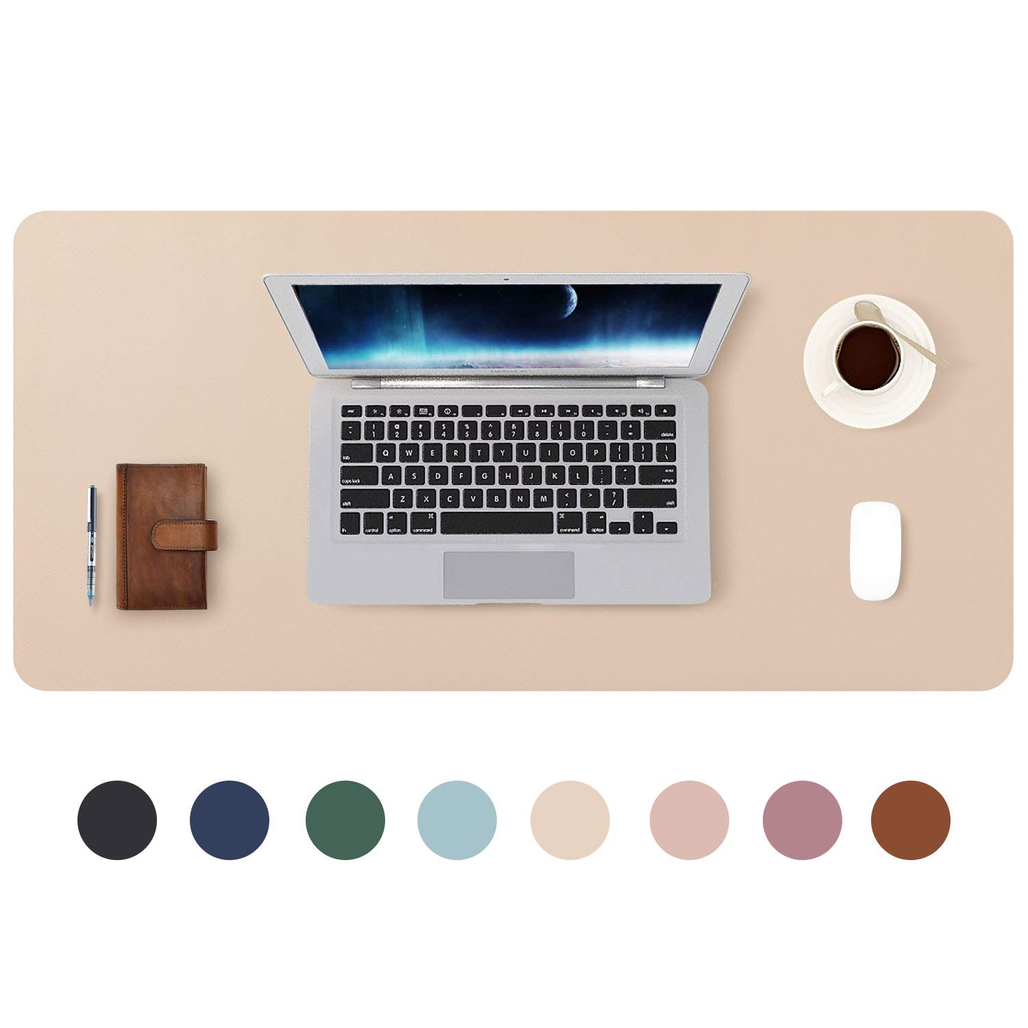 DOBAOJIA Large Desk Mat 70x35cm - Waterproof PU Leather & Non-Slip Suede Base - Office Desk Pad for Keyboard, Mouse & Writing - Perfect for Home, Work & Gaming Setup (Beige) | Enhance Productivity & Protect Your Desk