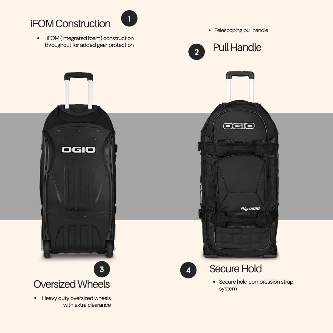 OGIO Rig 9800 Wheeled Suitcase - Durable Checked Luggage & Travel Gear Bag for Business Trips, Vacations & Adventure Travel