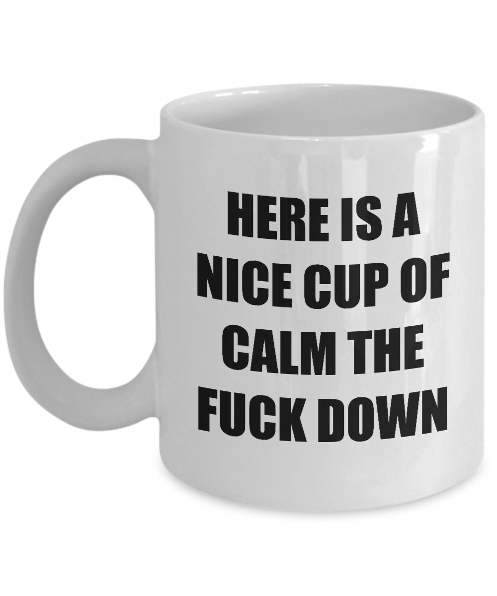 Funny Sarcastic 'Calm the Fuck Down' Coffee Mug - Humorous Gift for Tea & Coffee Lovers - Perfect for Office, Home & Stress Relief - Great for Morning Coffee, Office Humor & Gag Gifts - Ideal for Work Desks, Break Rooms & Relaxing with Your Favorite Beverage | Best for Stressful Workdays, Funny Office Decor & Enjoying Coffee Breaks