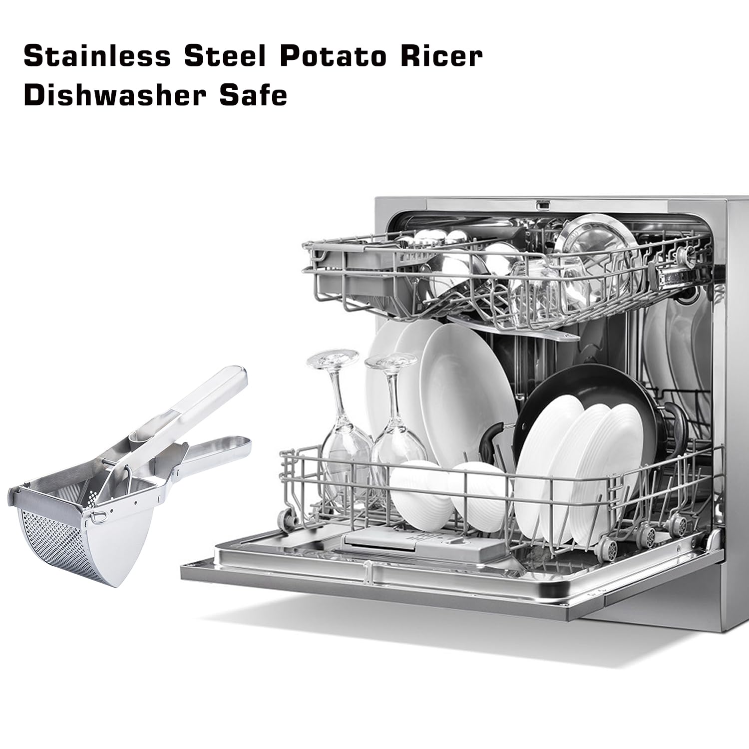 **AITRAI 22oz Heavy Duty Stainless Steel Potato Ricer & Masher - Professional Kitchen Tool for Smooth & Fluffy Mashed Potatoes, Baby Food, Purees - Perfect for Thanksgiving, Holiday Cooking & Home Chefs**