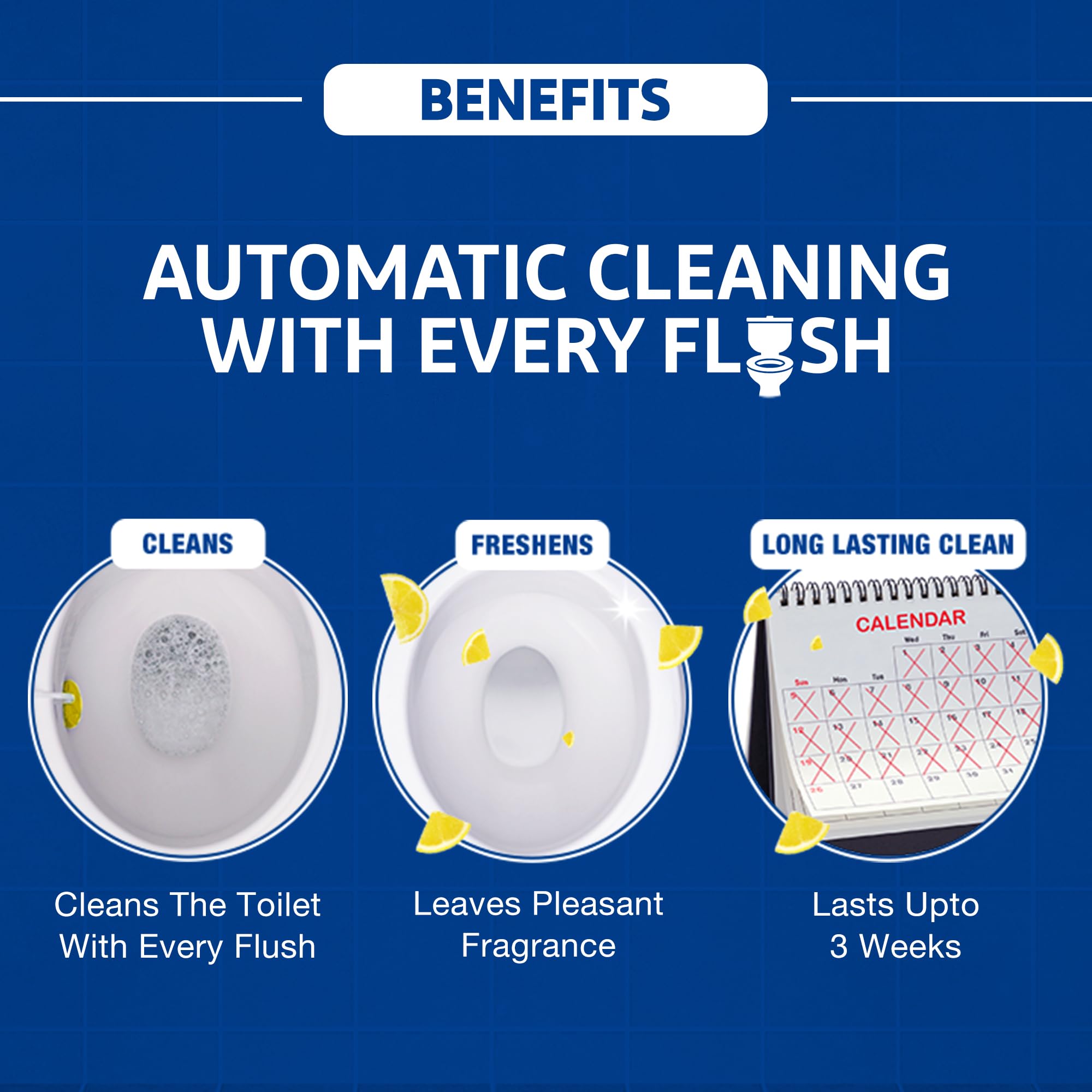 Harpic Citrus Toilet Cleaner Rim Block - 26g | Long-Lasting Flushable Toilet Bowl Cleaner for Fresh & Hygienic Bathroom - Ideal for Home, Office & Hotel Use