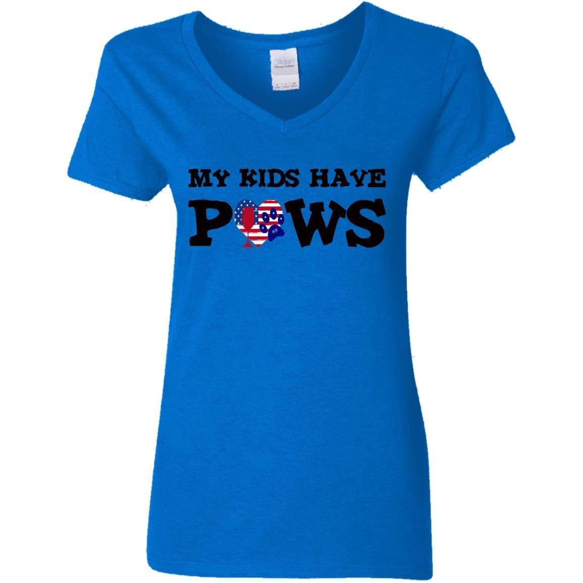 My Kids Have Paws Women's 5.3 oz V-Neck T-Shirt - Comfortable Pet Lover Tee for Casual Wear & Dog Mom Outfits