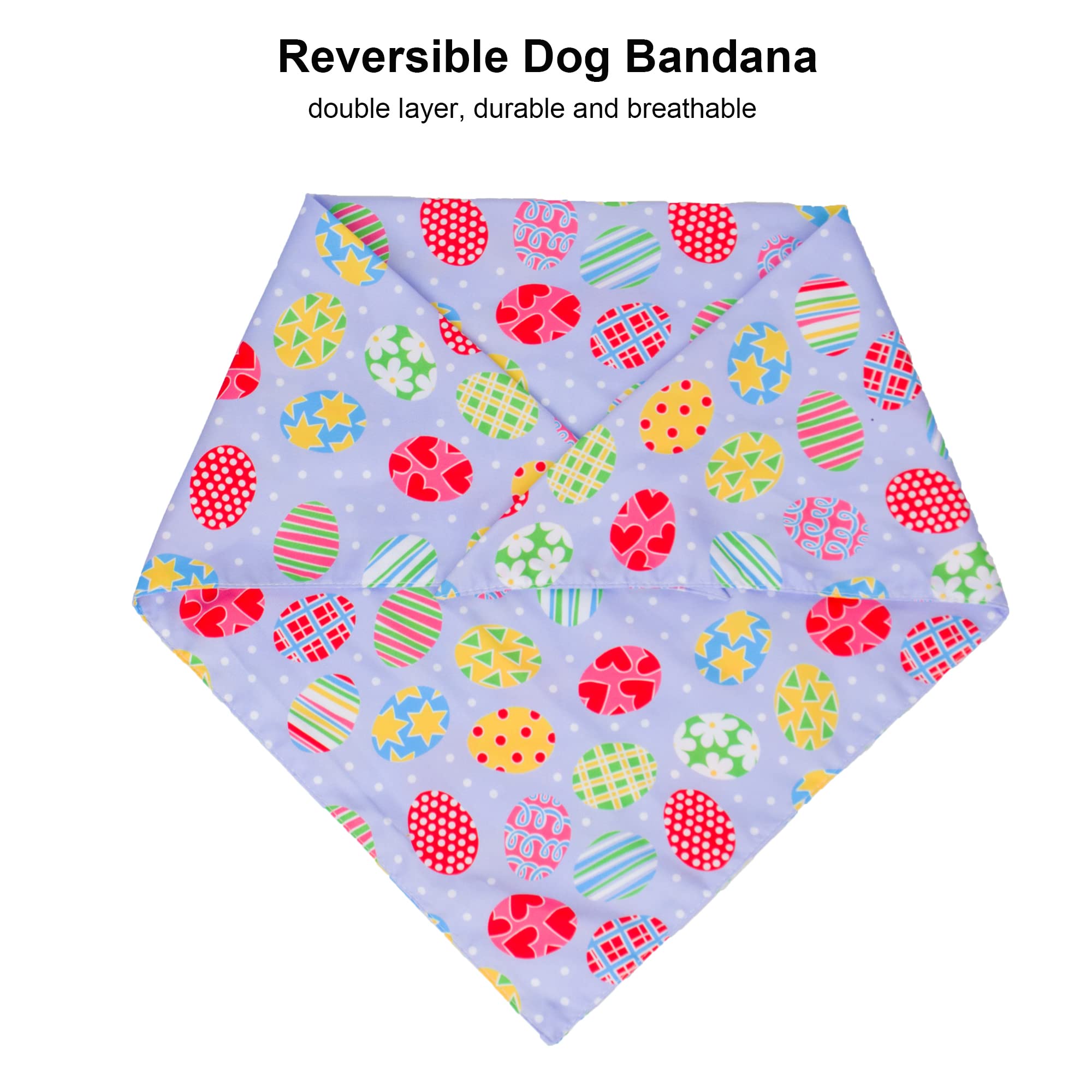 ADOGGYGO Reversible Easter Dog Bandana Scarf for Medium & Large Dogs - Multiple Sizes (Large) - Perfect for Easter Photos, Pet Parties & Holiday Celebrations