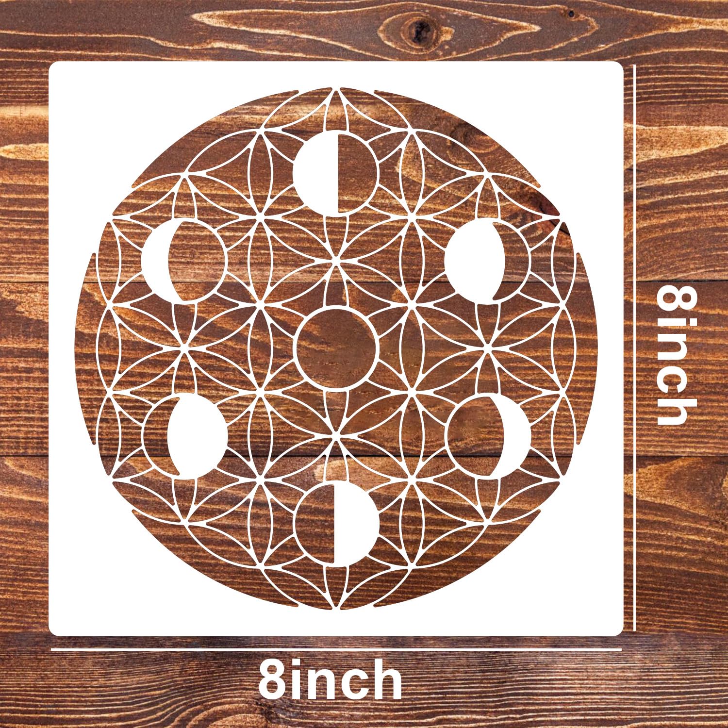 Sacred Geometry Stencil Set - 8x8 Inch Reusable Hexagon Mandala Stencils with Metatron's Cube & Flower of Life Templates for Wall Art, Canvas Painting, DIY Paper Crafts and Spiritual Decorations