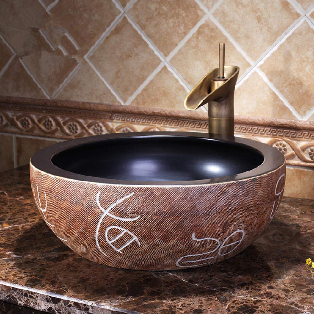 Modern SHAWLA Porcelain Vessel Sink - Round Ceramic Countertop Bathroom Basin for Vanity & Washroom | Perfect for Contemporary Bathrooms, Powder Rooms & Luxury Home Decor