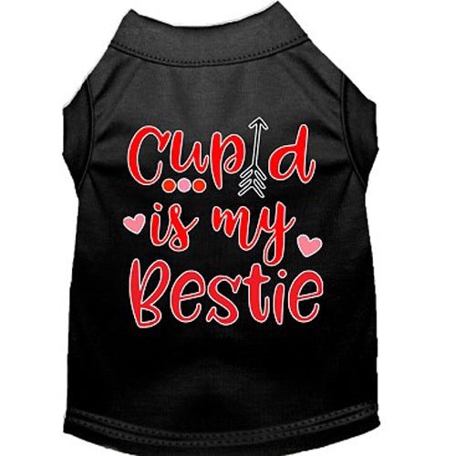 Cupid is My Bestie Screen Print Dog T-Shirt - Multiple Colors for Valentine's Day, Pet Costume Party & Dog Lover Gifts
