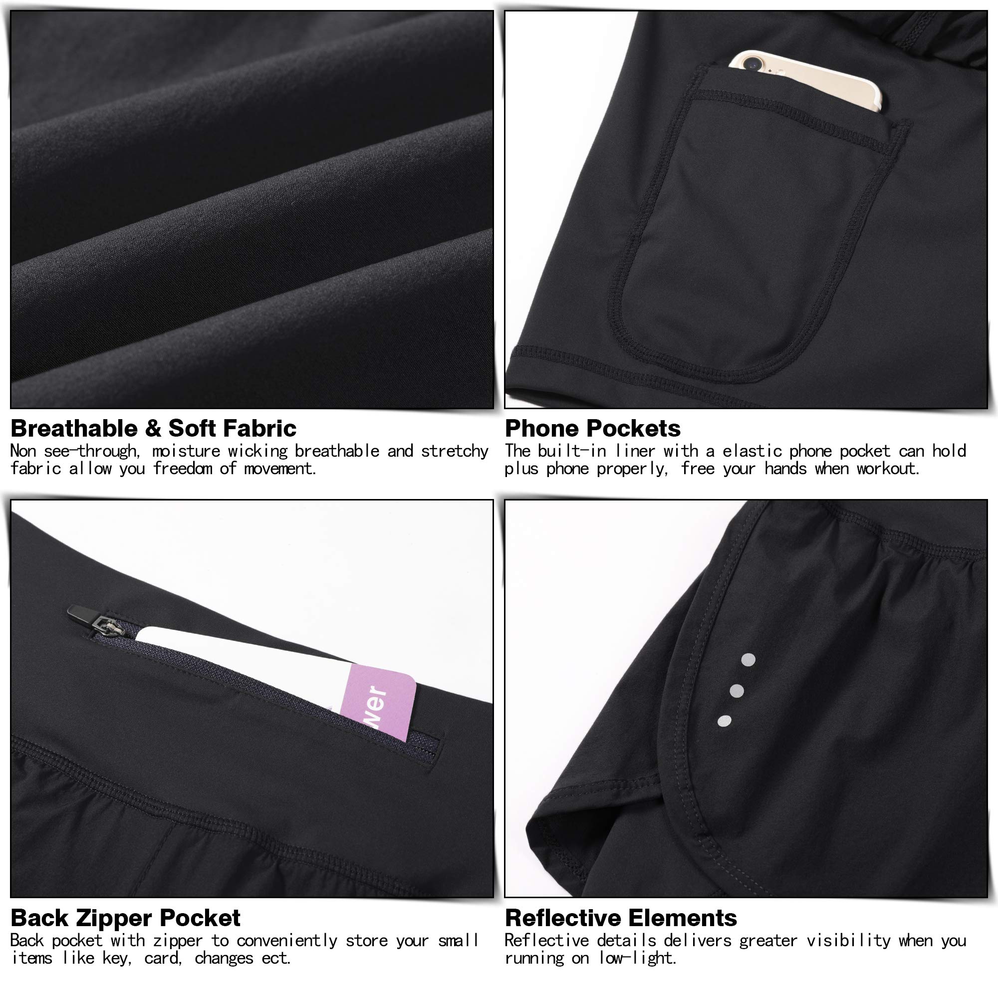 **Women's 2-in-1 High Waisted Running Shorts – Spandex Gym & Yoga Workout Athletic Shorts with Zipper Pockets – Perfect for Running, Training & Active Lifestyles**