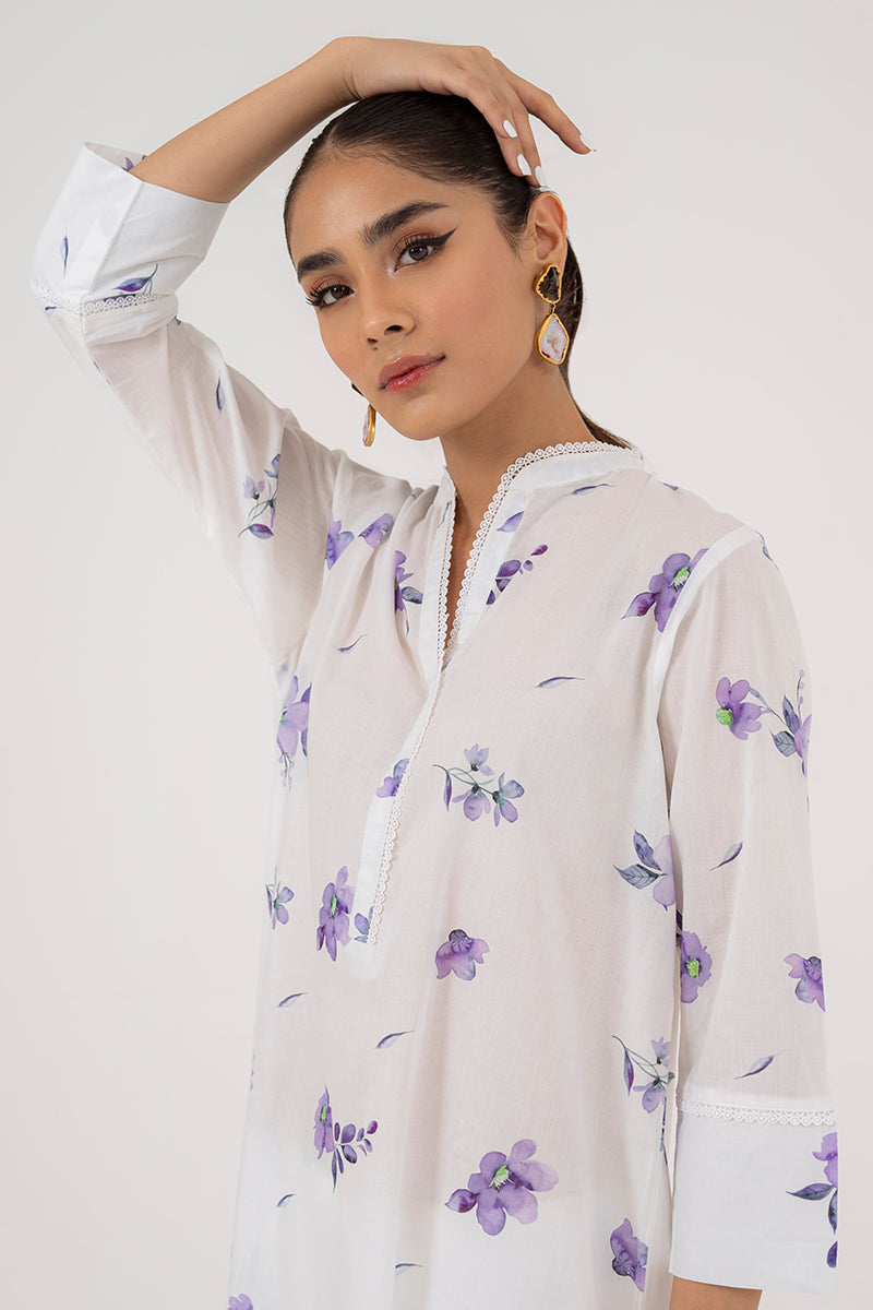 LILAC BLOOM 2-Piece Women's Outfit Set (Shirt & Pants) - Casual Spring Floral Print Matching Set for Brunch, Shopping & Office Wear