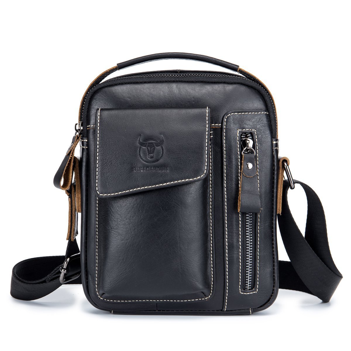 Genuine Leather Men's Small Shoulder Bag - Retro Lightweight Crossbody Satchel for Business, Casual, Sport, Hiking & Travel - Perfect for Everyday Use, Commuting and Outdoor Adventures