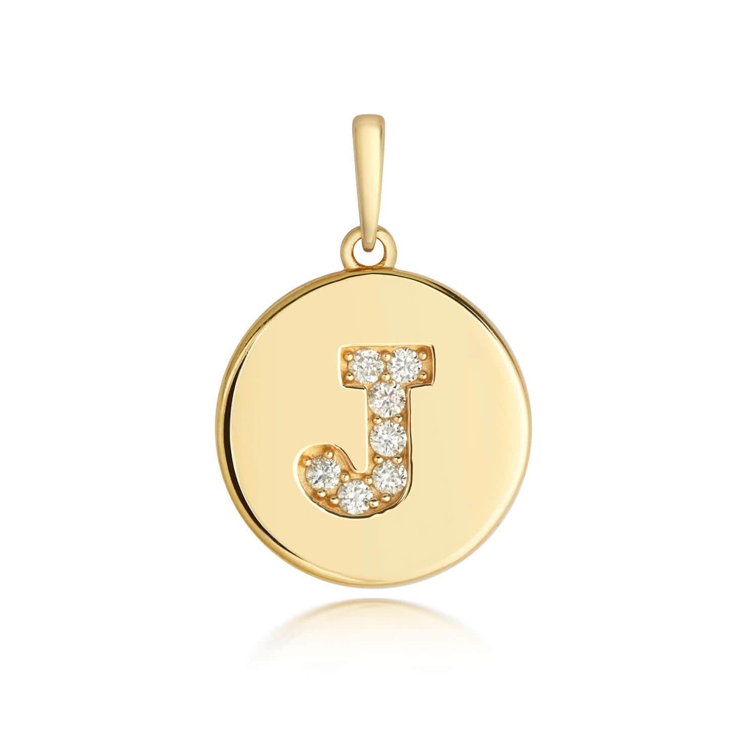 Personalized Diamond Initial Necklace - 14K Solid Gold Disc Pendant from A to Z - Perfect for Birthdays, Anniversaries & Gifts