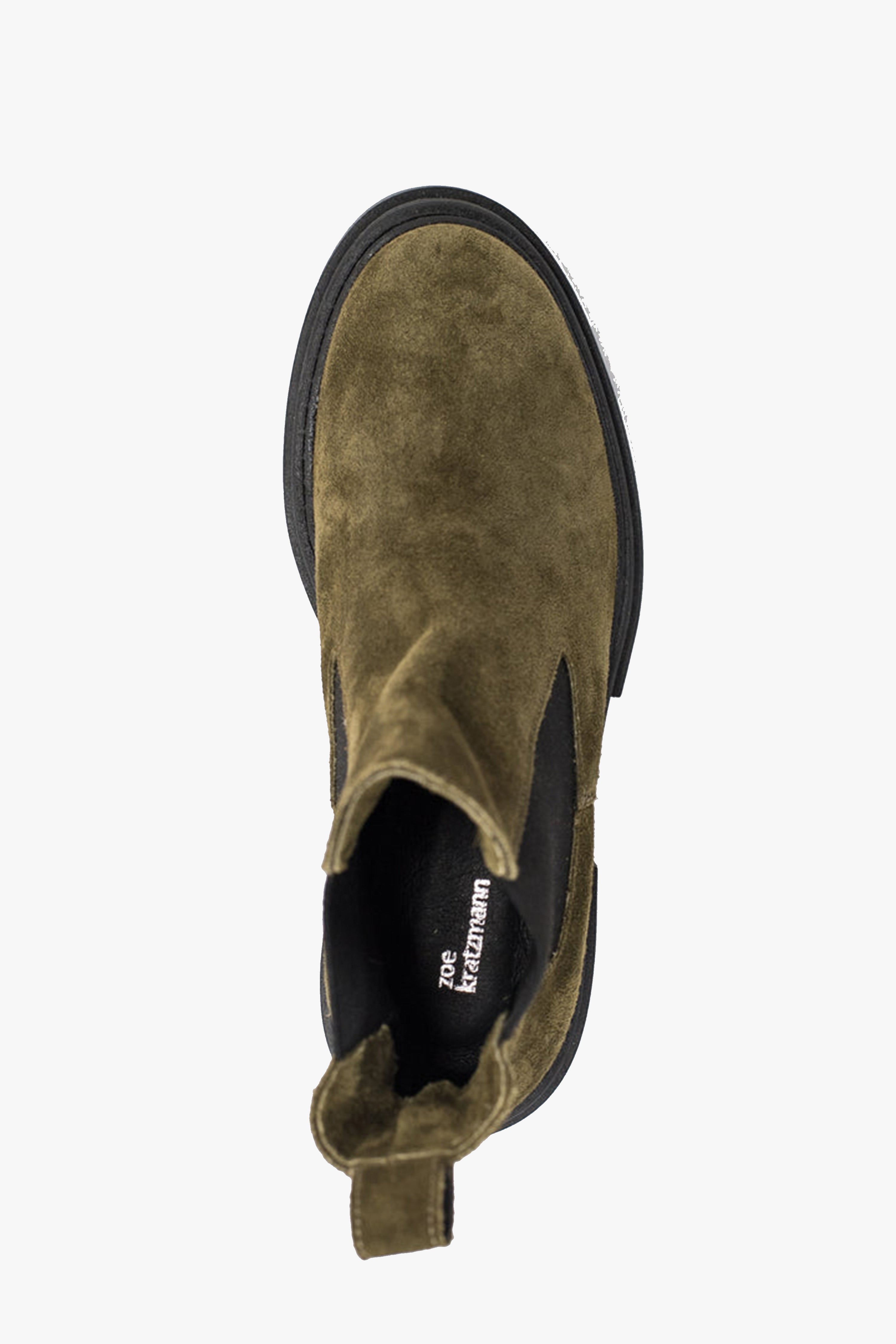 Stylish Green Suede Chelsea Boots for Women - Comfortable Low Heel Ankle Boots - Perfect for Fall, Winter & Casual Outfits
