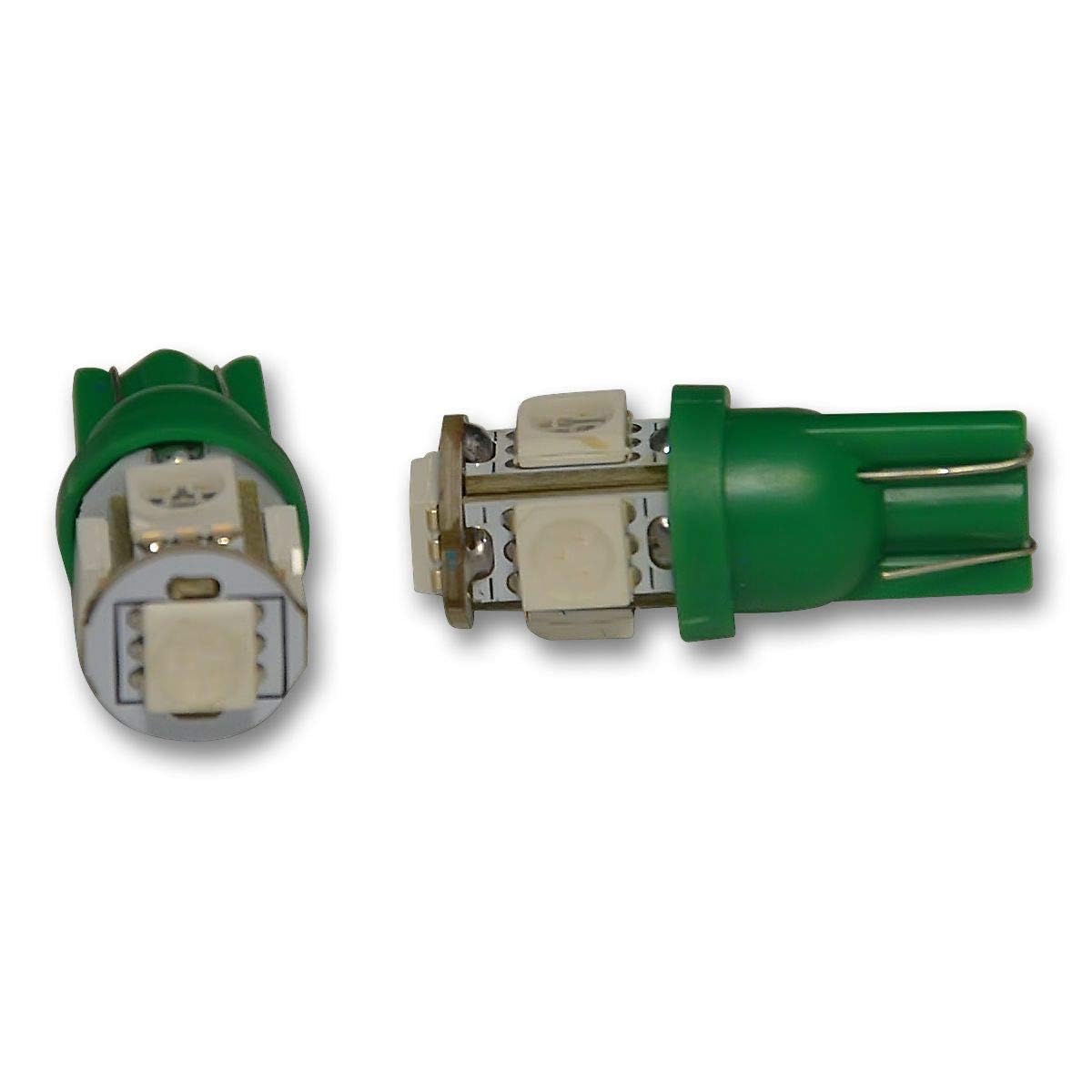 Flashtech T10 Green LED Bulbs - 5 SMD LEDs for Car Interior & Exterior Lighting - Perfect for Dashboard, Dome, License Plate, and Accent Lighting