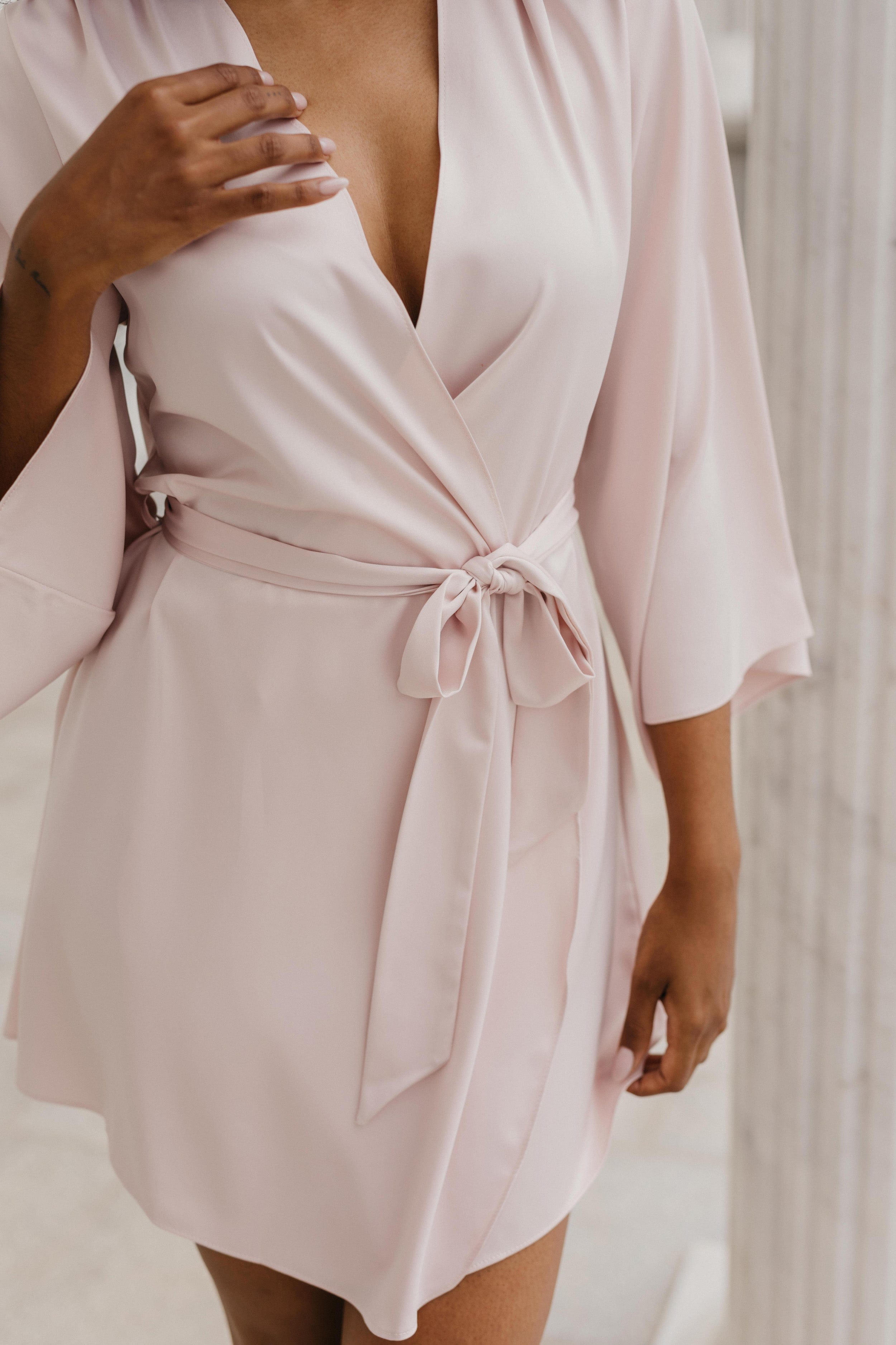 Willow Petal Hem Satin Trim Robe - Women's Elegant Lace Trimmed Bathrobe for Spa, Bridal & Luxury Loungewear