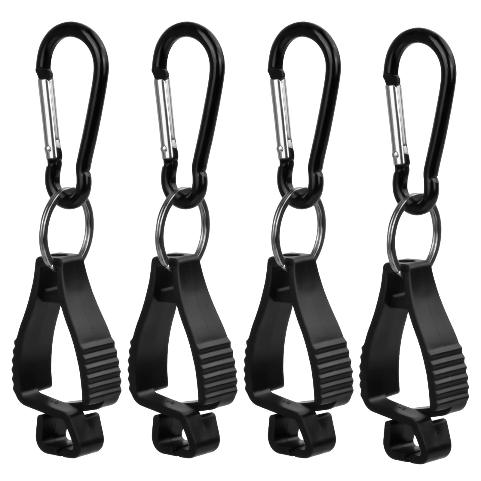 Kioiner 4-Pack Non-Slip Glove Clips - Heavy Duty Black Safety Glove Keepers with Metal Belt Clip for Construction Workers | Secure Gloves, Helmets, Glasses & Tools on Job Sites