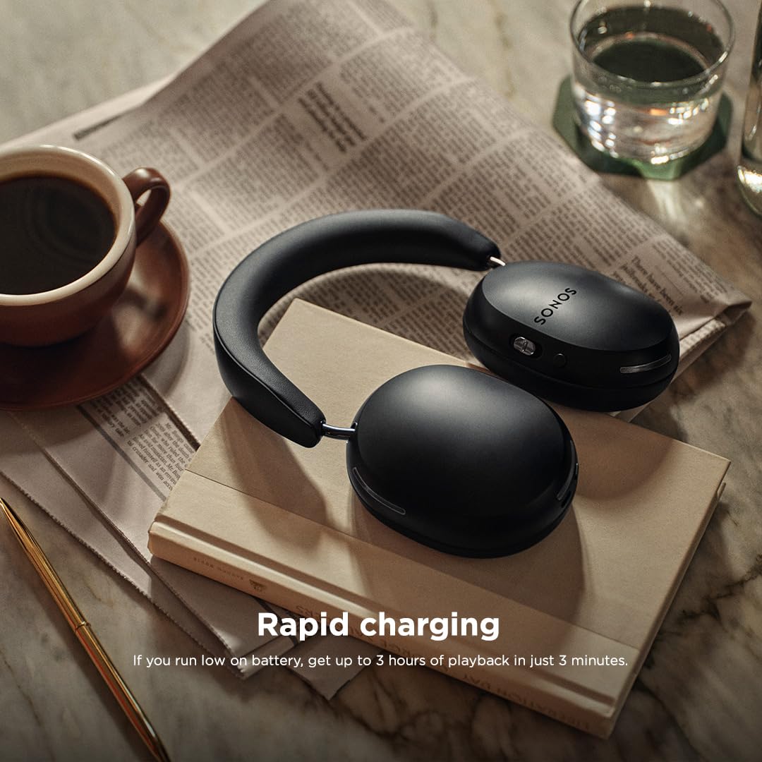 Sonos Ace Wireless Bluetooth Headphones with Active Noise Cancelling, 30-Hour Battery Life, Spatial Audio & Dynamic Head Tracking - Perfect for Travel, Workouts & Commuting - Black
