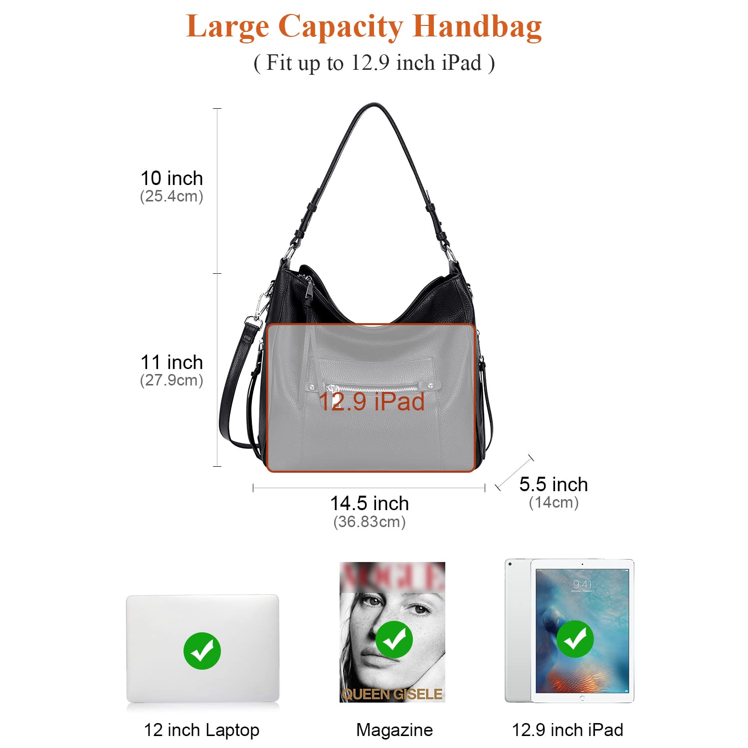 Genuine Leather Hobo Bag for Women - Crossbody Purse for Daily Use