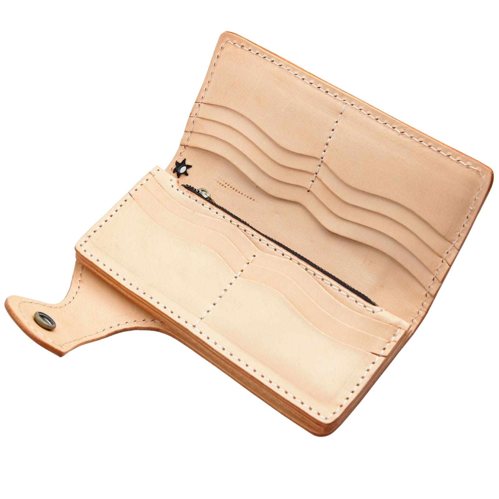Genuine Cowhide Leather Biker Wallet for Men - Custom Beige & Light Brown | Stylish & Durable Men's Accessory for Motorcycle Riders & Everyday Use