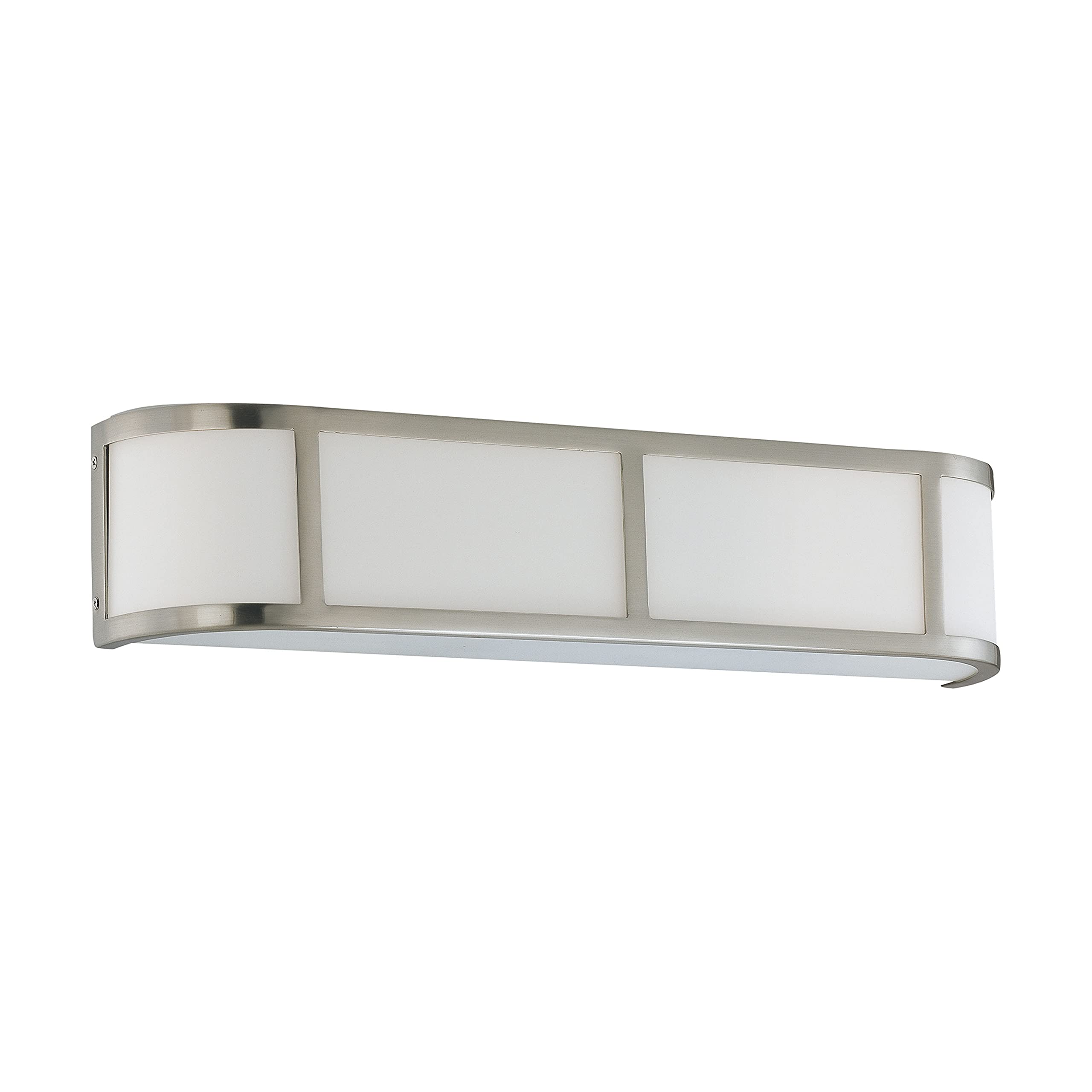 Nuvo 60/2873 Three Light Vanity Wall Sconce - Brushed Nickel Finish with Satin White Glass Shades for Bathroom, Bedroom & Dressing Room Lighting