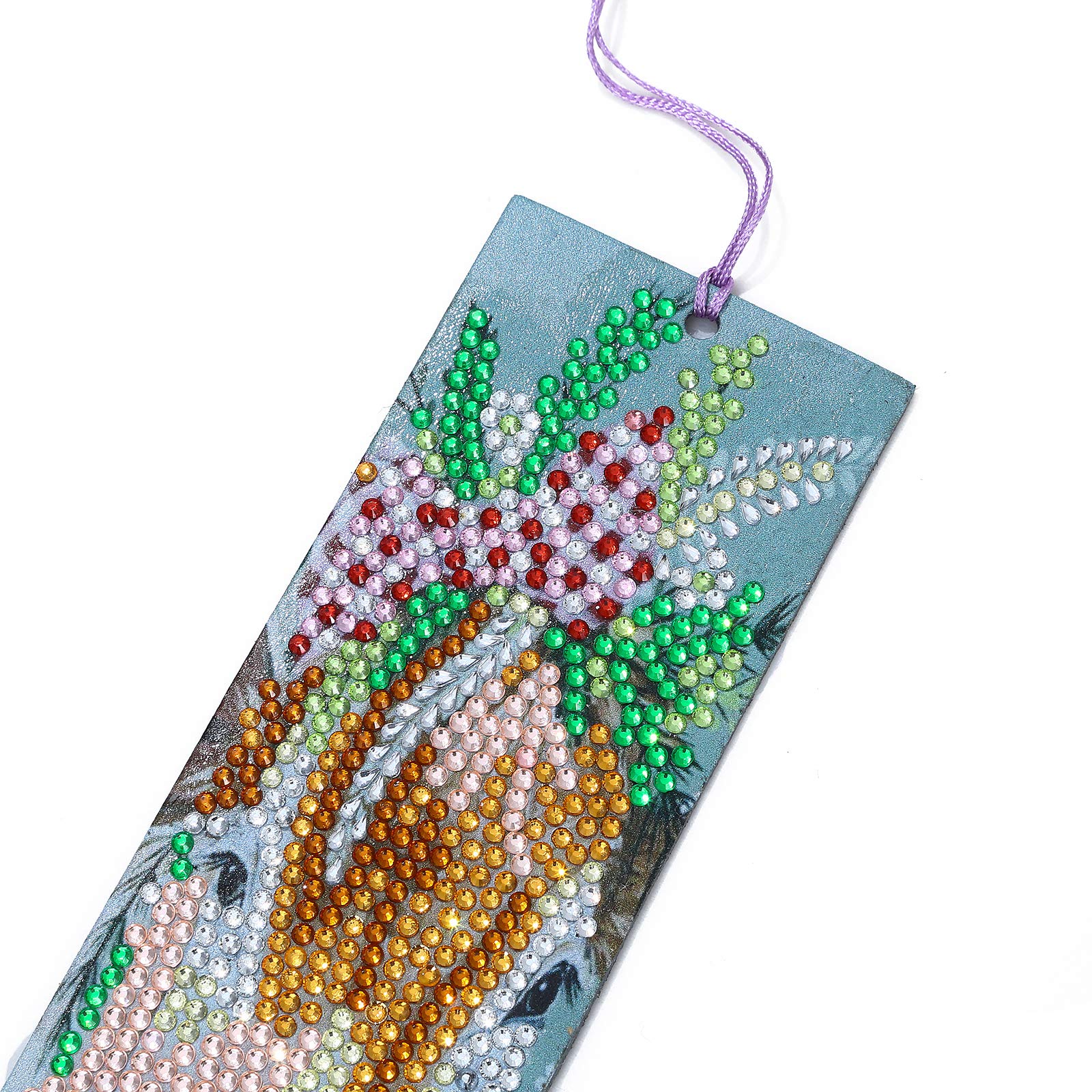 5D Diamond Painting Bookmarks Kit - DIY Rhinestone Mosaic Leather Tassel Bookmarks for Adults & Kids (Elephant & Cow Design) | Creative Handmade Gift for Book Lovers, Reading Accessories, Party Favors