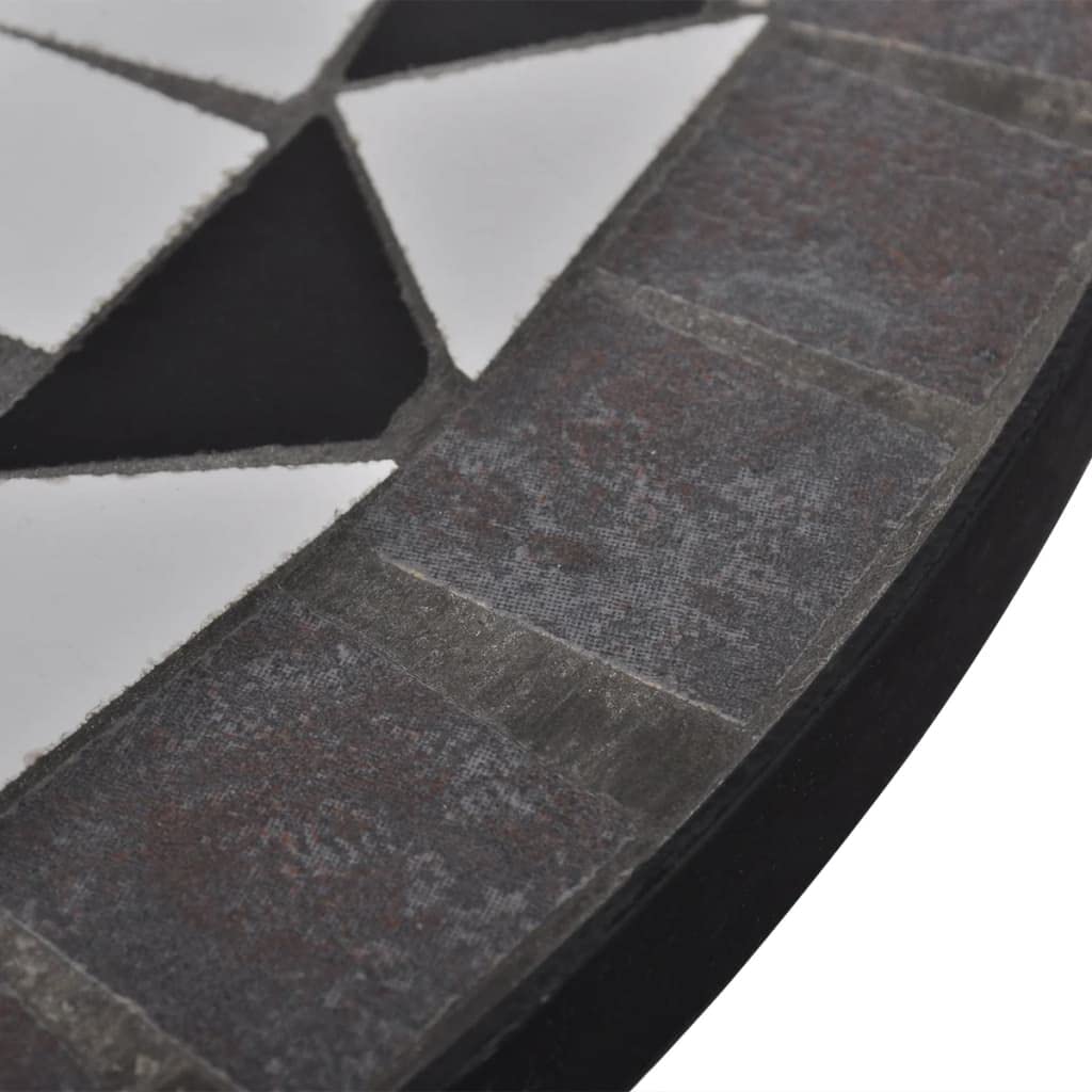 vidaXL Bistro Dining Table - Black & White Mosaic Ceramic Tabletop with Powder-Coated Iron Frame | Perfect for Balcony, Garden, Patio & Outdoor Dining | Durable & Stylish for Restaurants, Cafes & Home Decor