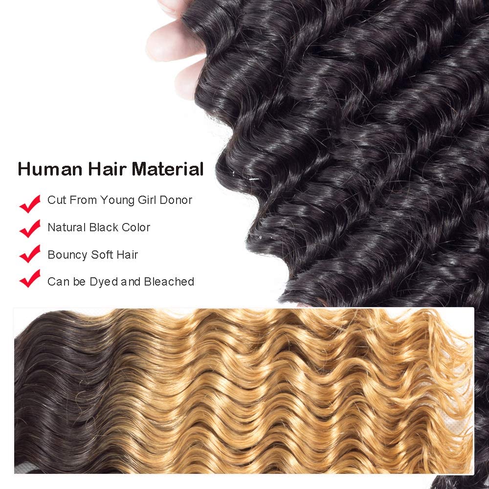 20 22 24 Inch Raw Loose Deep Wave Human Hair Bundles - 12A Grade Wet and Wavy Hair Extensions in Natural Color for Stunning Hairstyles | Perfect for Daily Wear, Special Occasions & Salon Styling