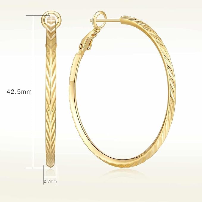 14K Gold Hoop Earrings for Women - Large Thick 3x42mm Hoops - Perfect for Everyday Wear, Parties & Special Occasions