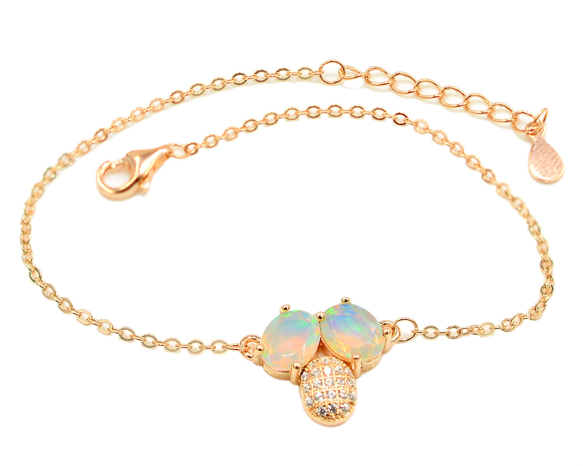 Natural Ethiopian Cut Opal Jewelry Set - 925 Sterling Silver Adjustable Necklace, Bracelet, Ring & Earrings for Women | October Birthstone Gift for Wife, Mother, Girlfriend | Perfect for Birthday, Anniversary, Wedding & Special Occasions