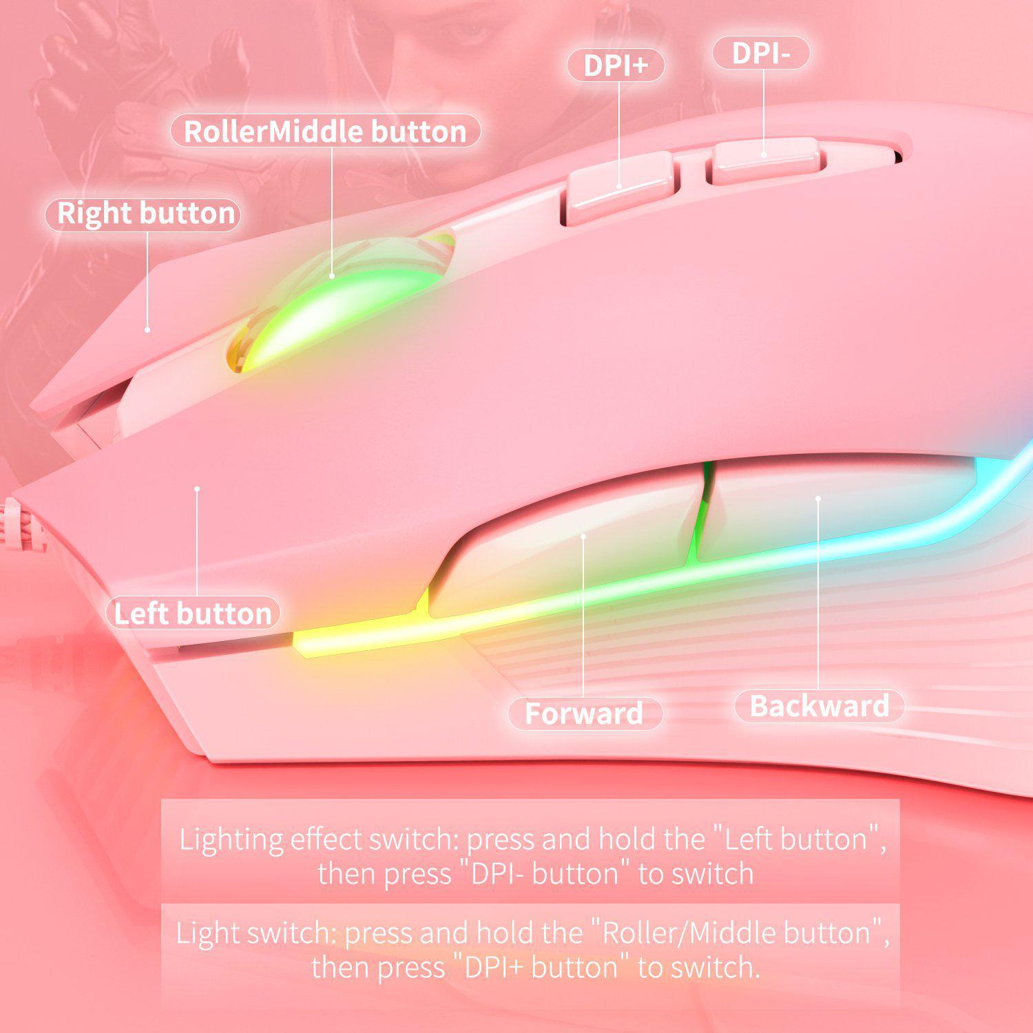 ONIKUMA CW905 6400 DPI Wired Gaming Mouse with RGB Breathing LED Lights - Perfect for PC Gaming, Esports & Office Work