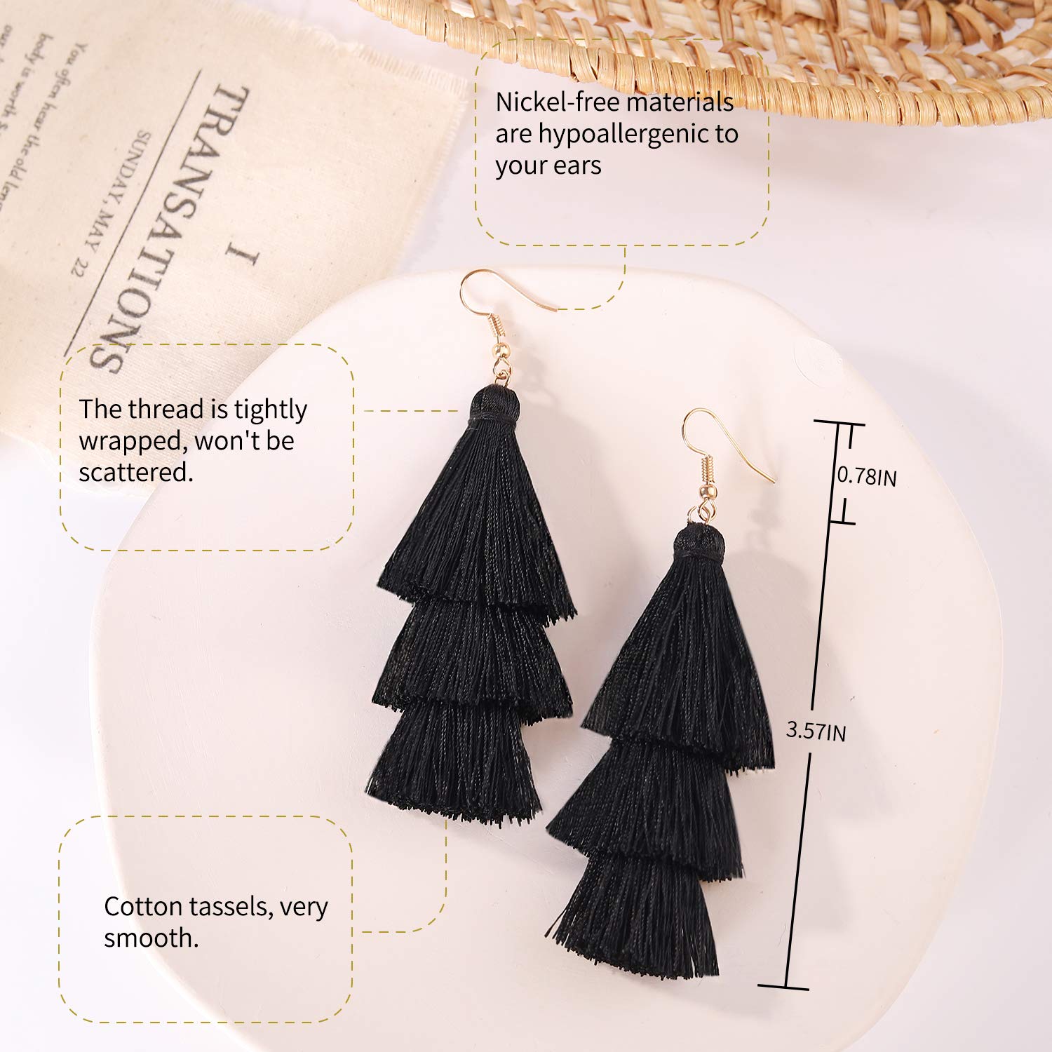 Bohemian 3-Tier Layered Colorful Tassel Earrings for Women | Big Dangle Drop Fashion Jewelry | Valentine's Day, Birthday Party Gift for Teen Girls | Perfect for Festivals, Date Nights & Special Occasions