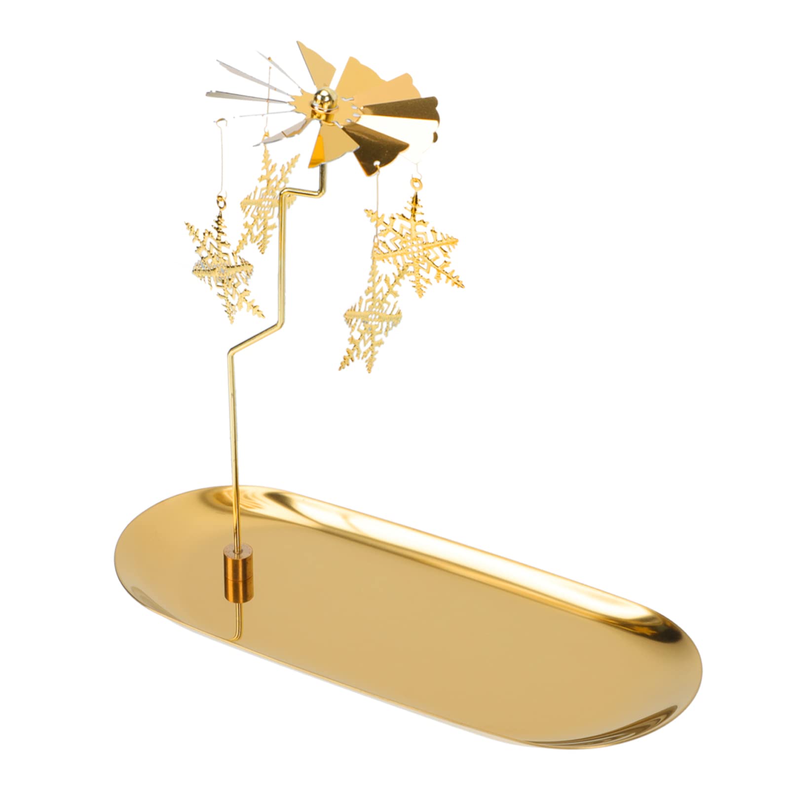 Angoily Rotating Candle Holder Set - Brass Metal Candlestick with Turntable Tray for Christmas & Holiday Decor | Winter Home Decoration | Perfect for Table Centerpieces, Dinner Parties & Festive Ambiance