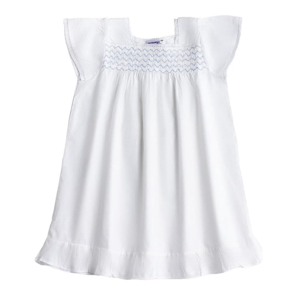 Amelia White Cotton Smocked Dress for Women - Elegant Summer Casual Wear, Perfect for Beach Outings, Picnics, and Brunch Dates