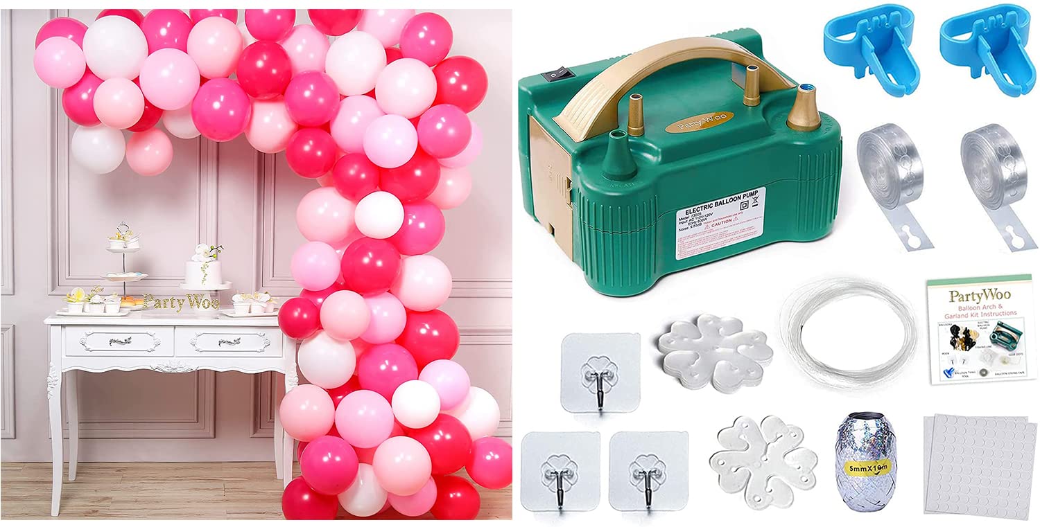 100 Pink Balloons for Parties with Electric Balloon Pump - Birthday Decorations, Baby Showers, Wedding & Celebration Supplies