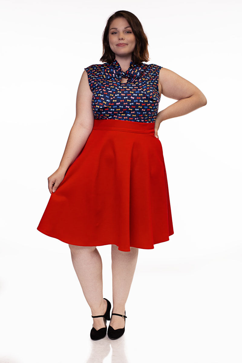 Charlotte Red Skirt for Women - Elegant A-Line Midi Skirt for Office, Party & Casual Wear | Perfect for Work, Date Night & Everyday Outfits