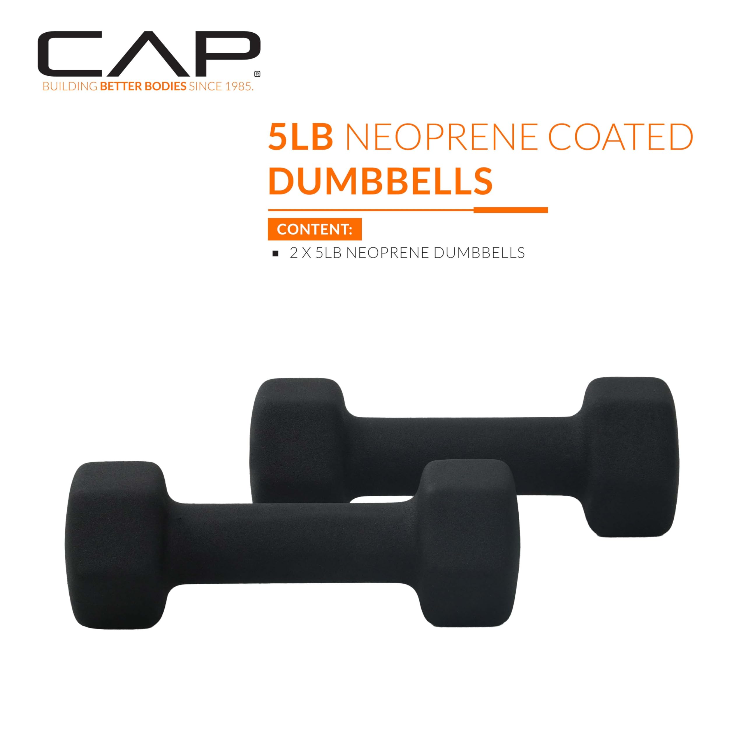 Premium CAP Barbell Neoprene Dumbbell Weights Set - 5-50lbs Pairs with Non-Slip Grip | Home Gym, Strength Training & Fitness Workouts | Multiple Color Options